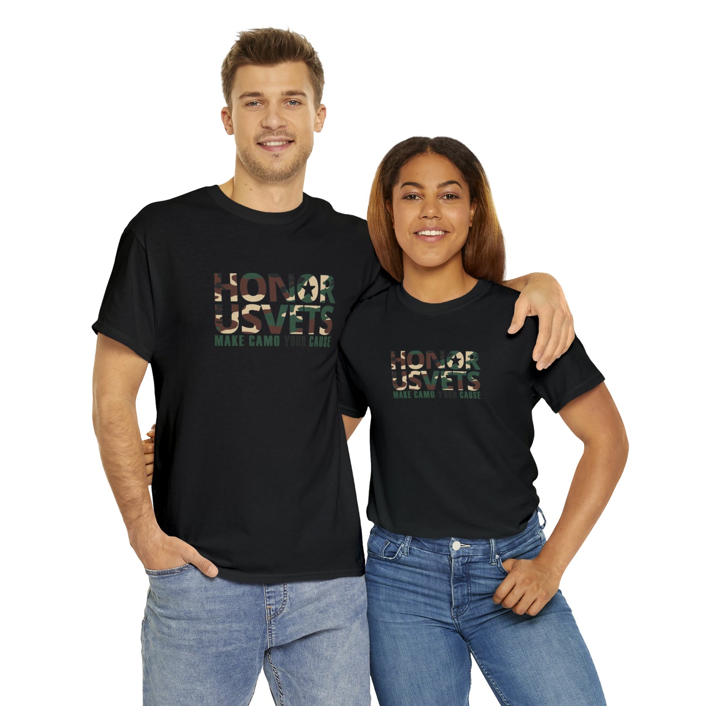 HONORUSVETS Camo Crew Neck Heavy Cotton Tee
