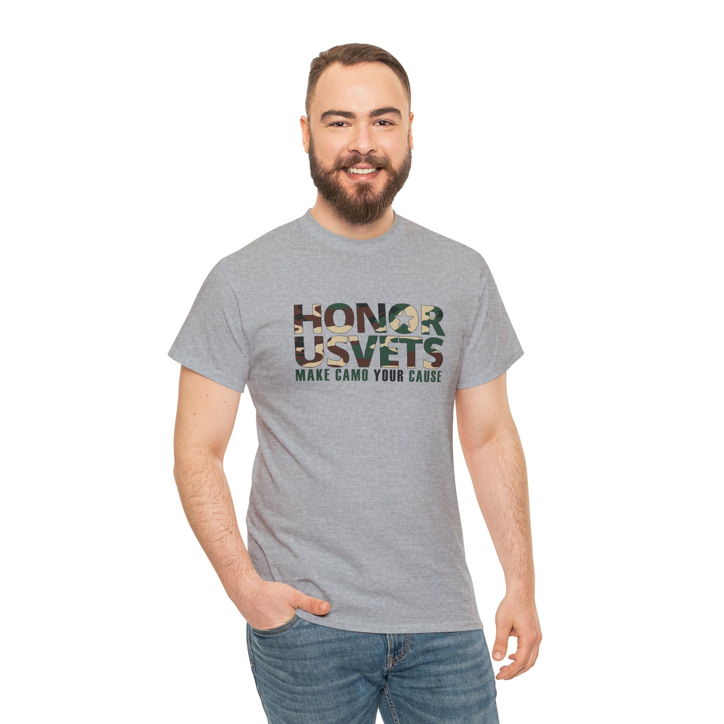 HONORUSVETS Camo Crew Neck Heavy Cotton Tee