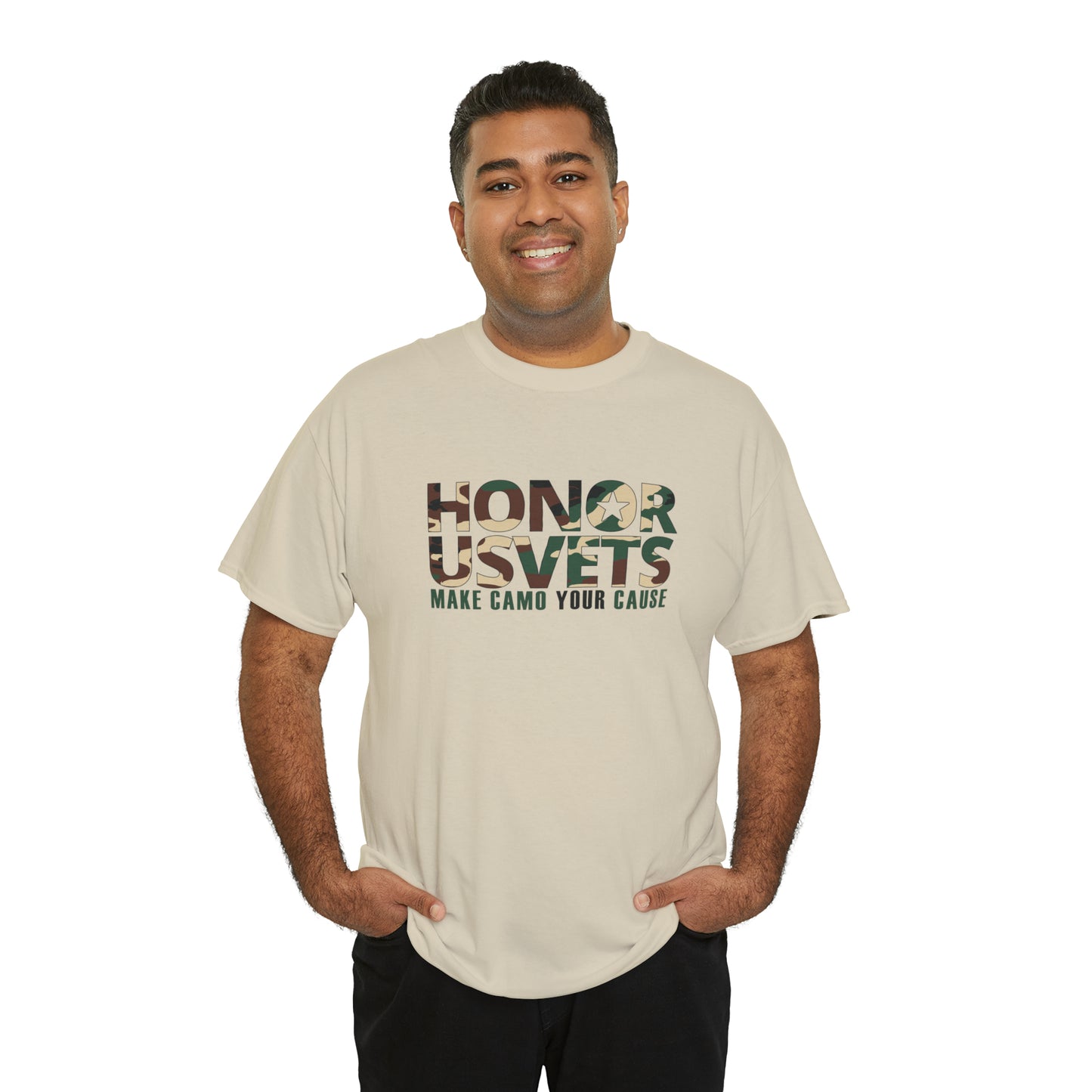 HONORUSVETS Camo Crew Neck Heavy Cotton Tee