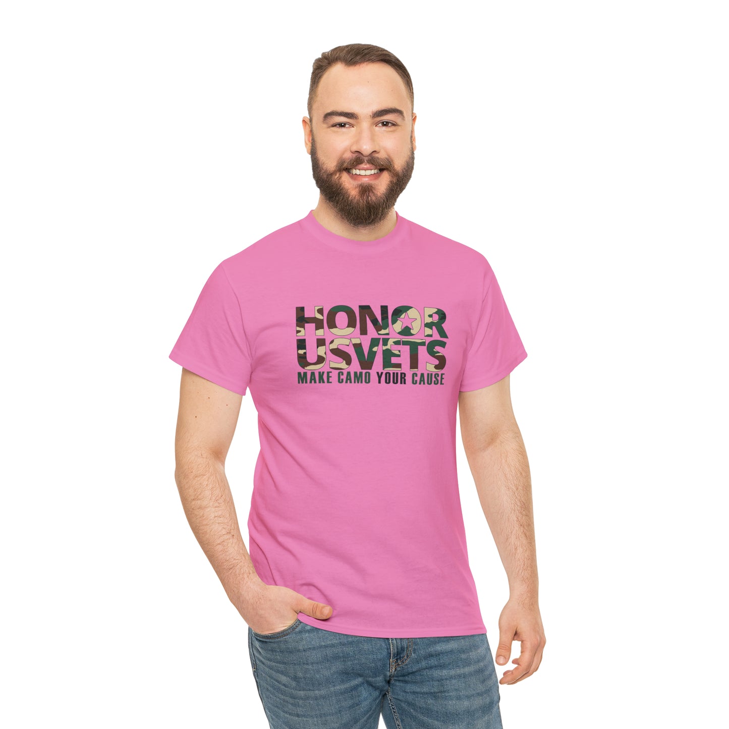 HONORUSVETS Camo Crew Neck Heavy Cotton Tee