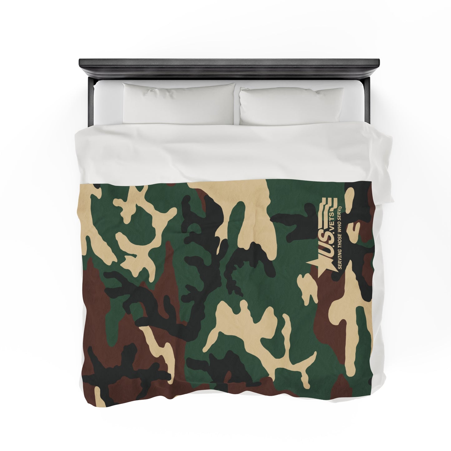 U.S.VETS Camo Print Velveteen Plush Blanket (Multiple Sizes!)