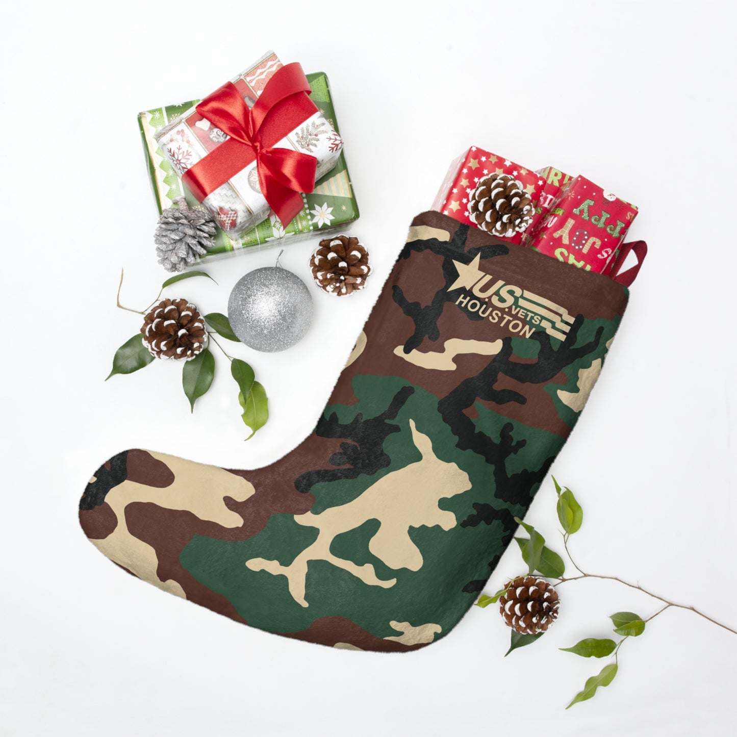 HOUSTON U.S.VETS Camo Christmas Stocking