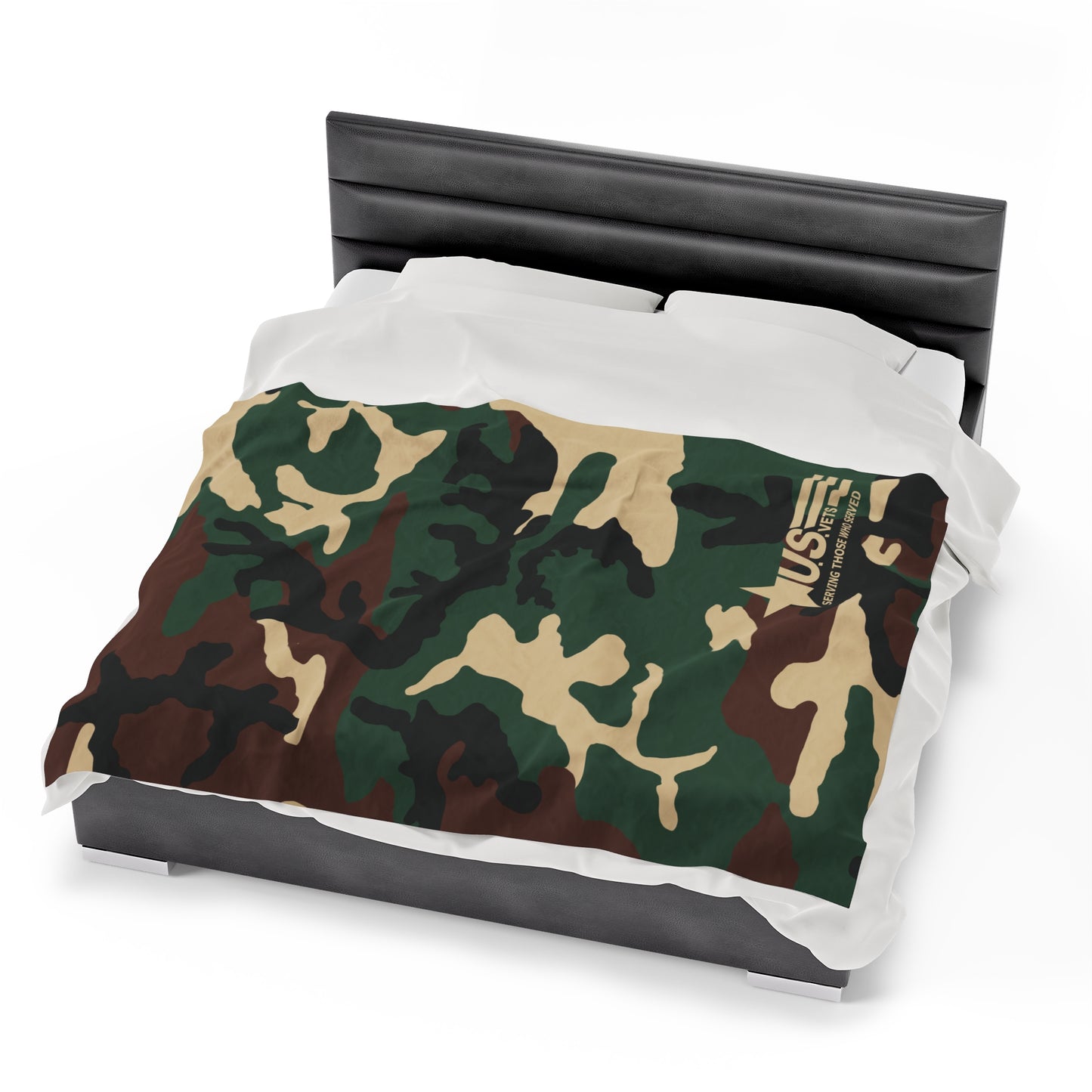 U.S.VETS Camo Print Velveteen Plush Blanket (Multiple Sizes!)