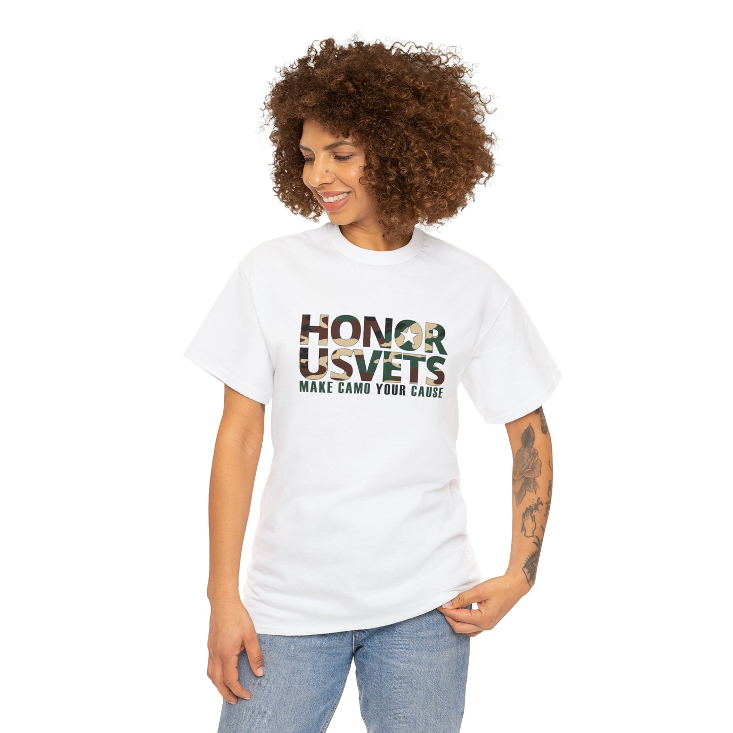HONORUSVETS Camo Crew Neck Heavy Cotton Tee