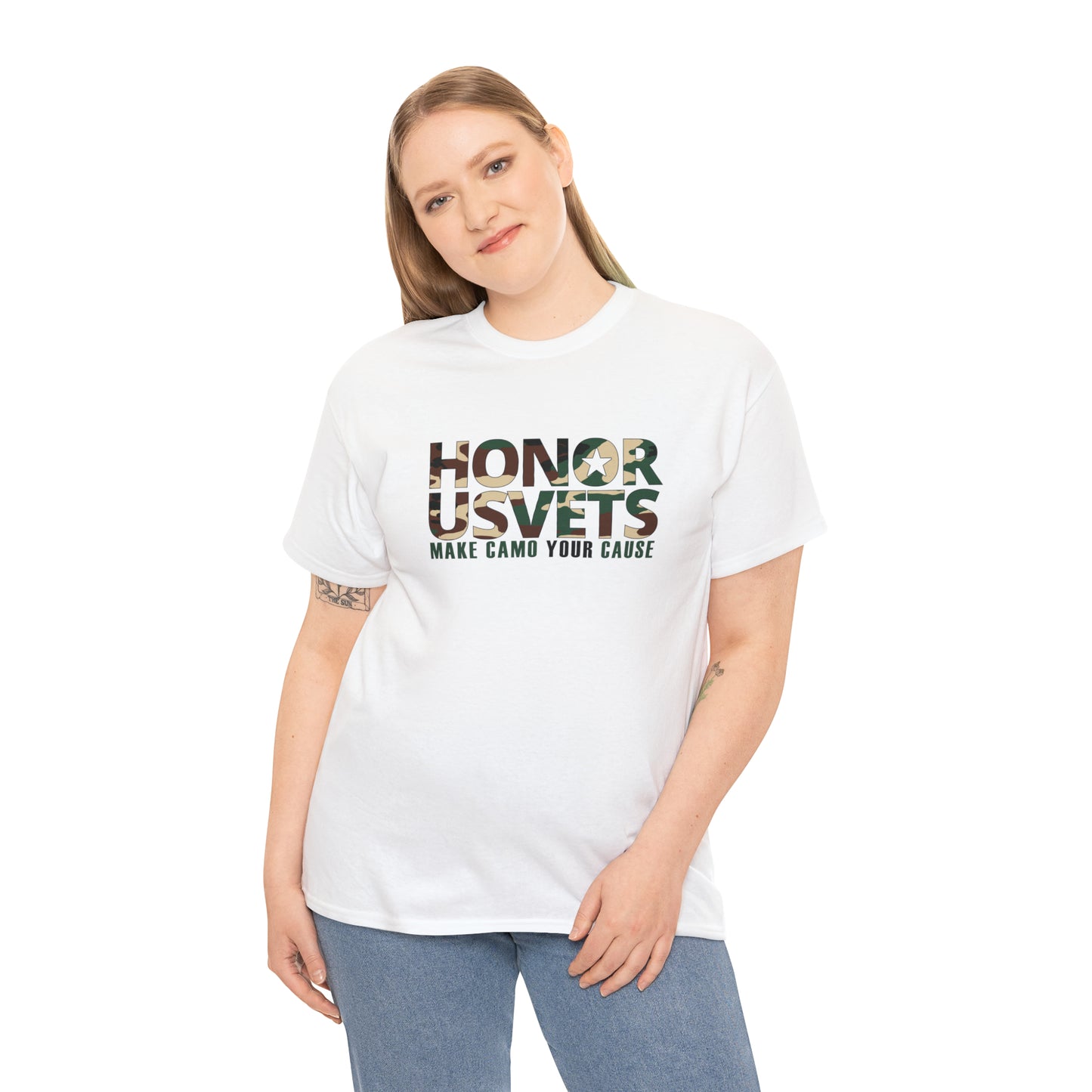 HONORUSVETS Camo Crew Neck Heavy Cotton Tee