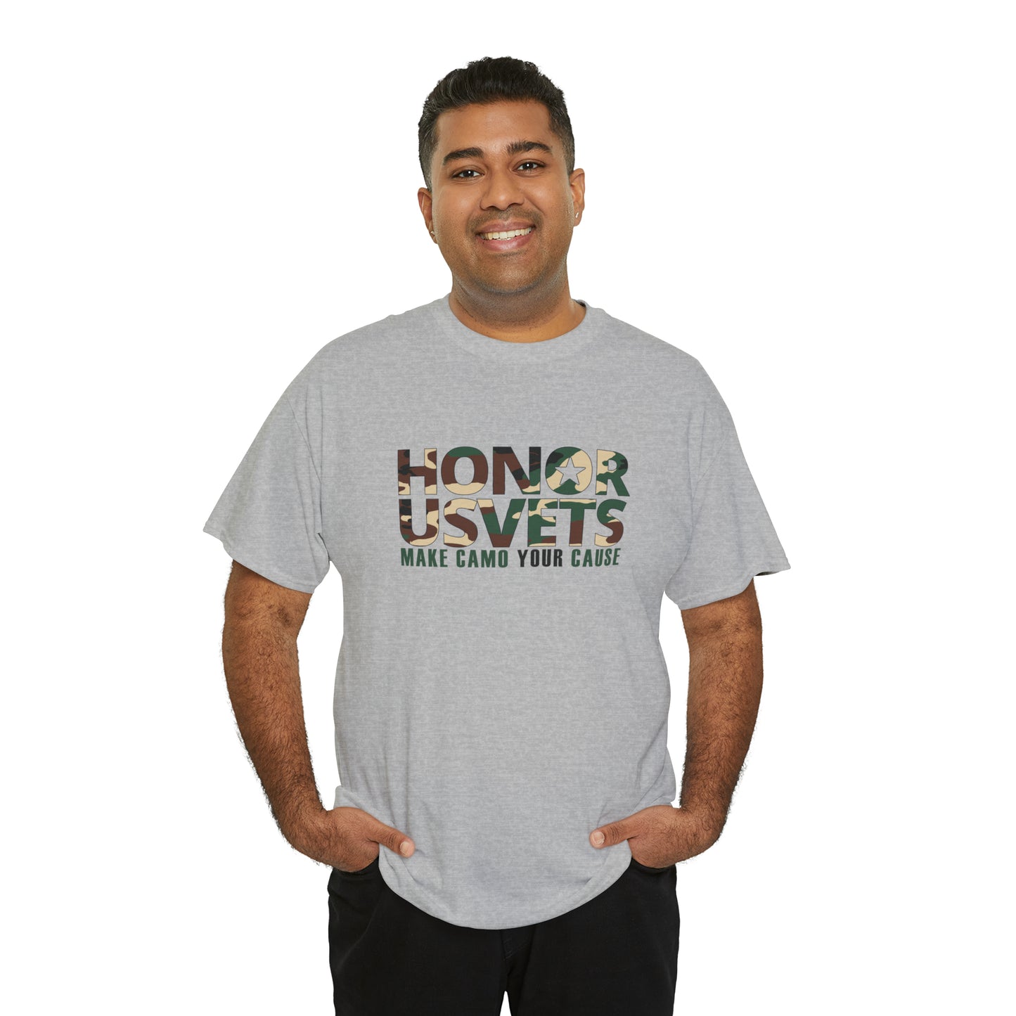 HONORUSVETS Camo Crew Neck Heavy Cotton Tee