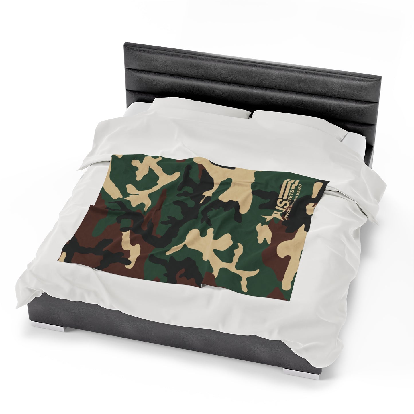 U.S.VETS Camo Print Velveteen Plush Blanket (Multiple Sizes!)