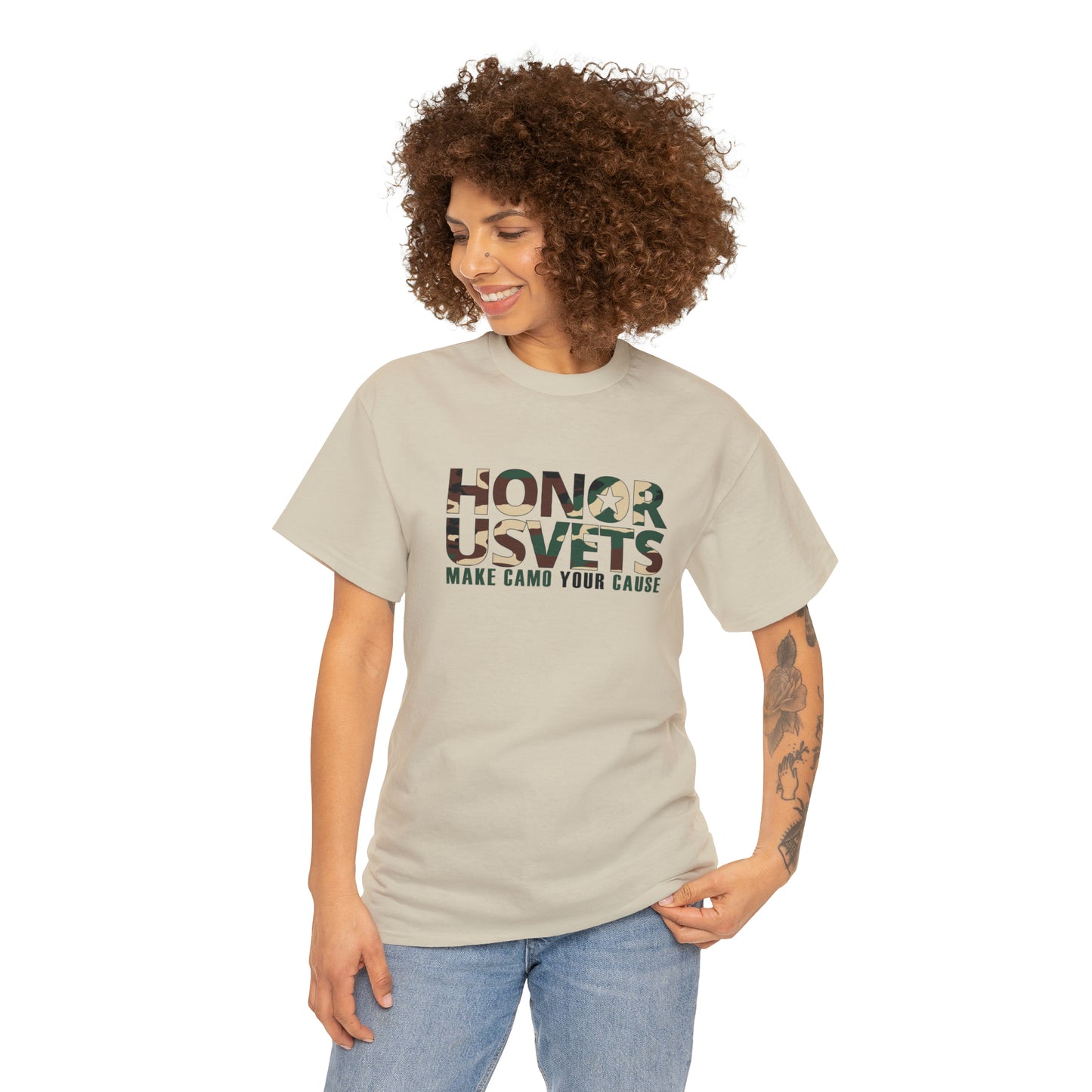 HONORUSVETS Camo Crew Neck Heavy Cotton Tee