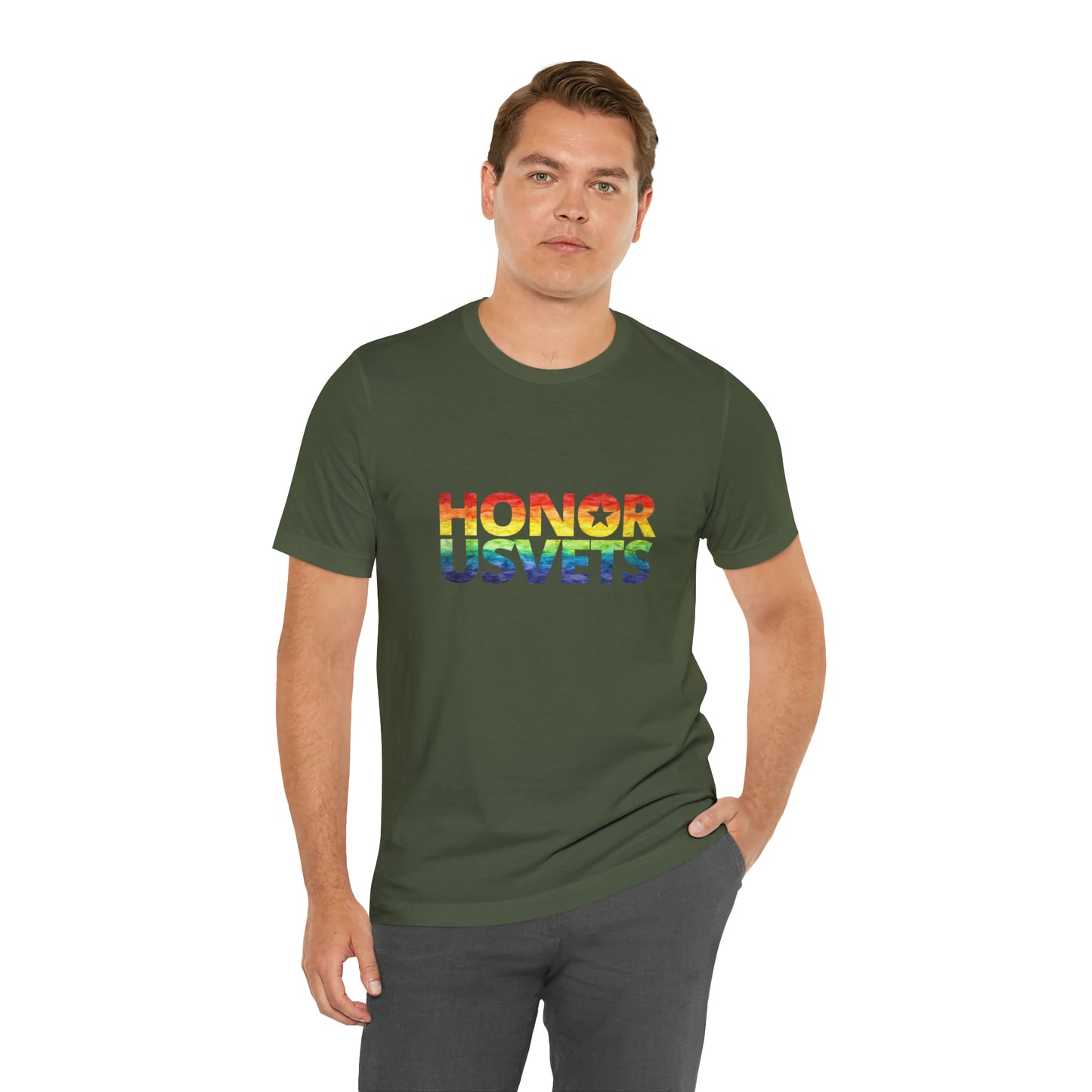 HONORUSVETS Pride Rainbow Premium Crew Neck Adult Tee