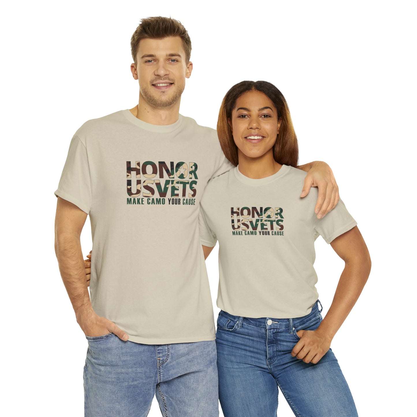 HONORUSVETS Camo Crew Neck Heavy Cotton Tee