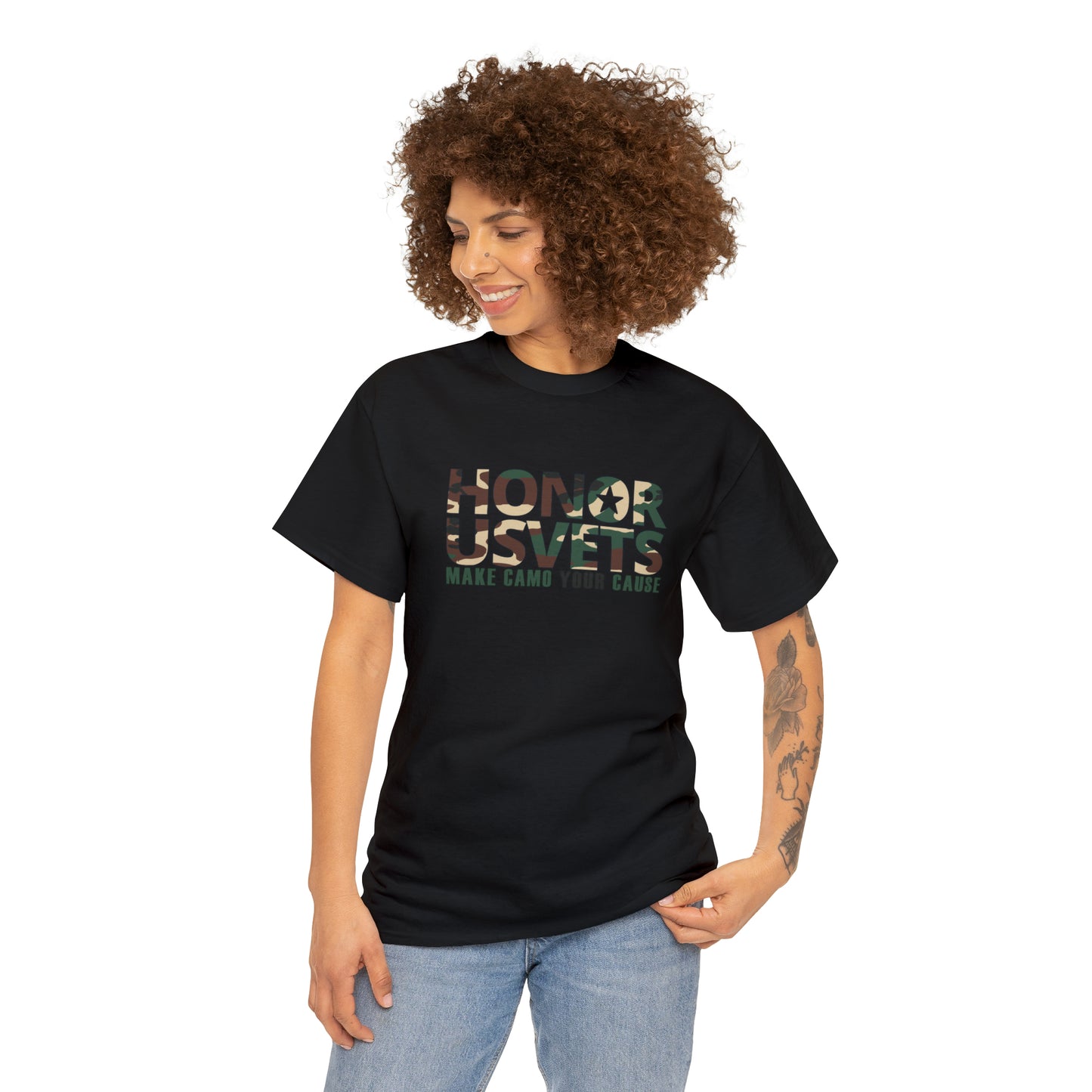 HONORUSVETS Camo Crew Neck Heavy Cotton Tee
