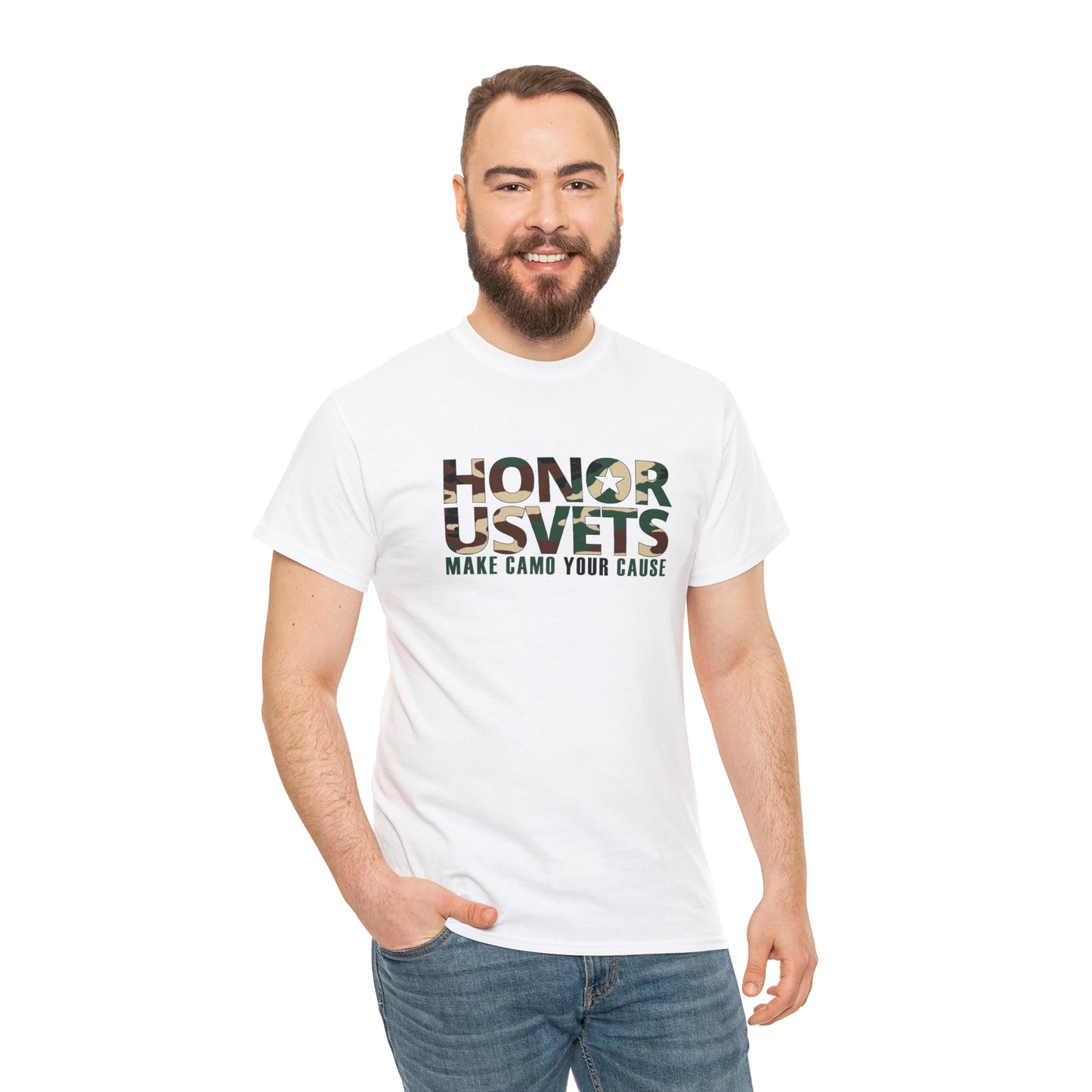 HONORUSVETS Camo Crew Neck Heavy Cotton Tee