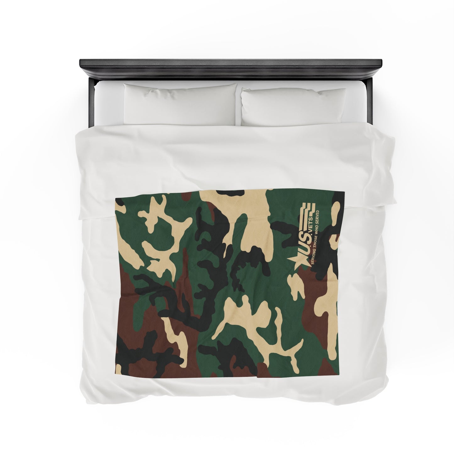 U.S.VETS Camo Print Velveteen Plush Blanket (Multiple Sizes!)