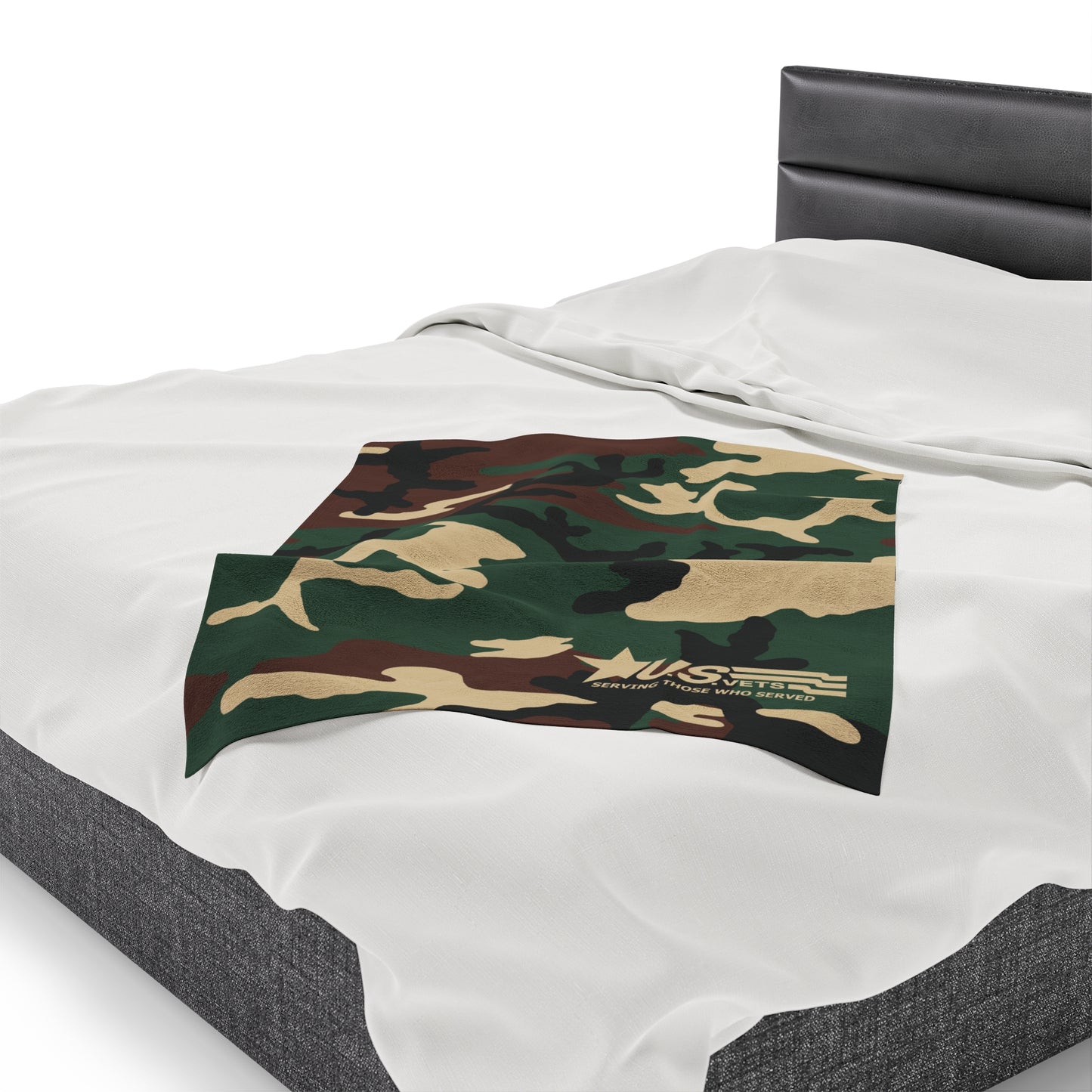 U.S.VETS Camo Print Velveteen Plush Blanket (Multiple Sizes!)