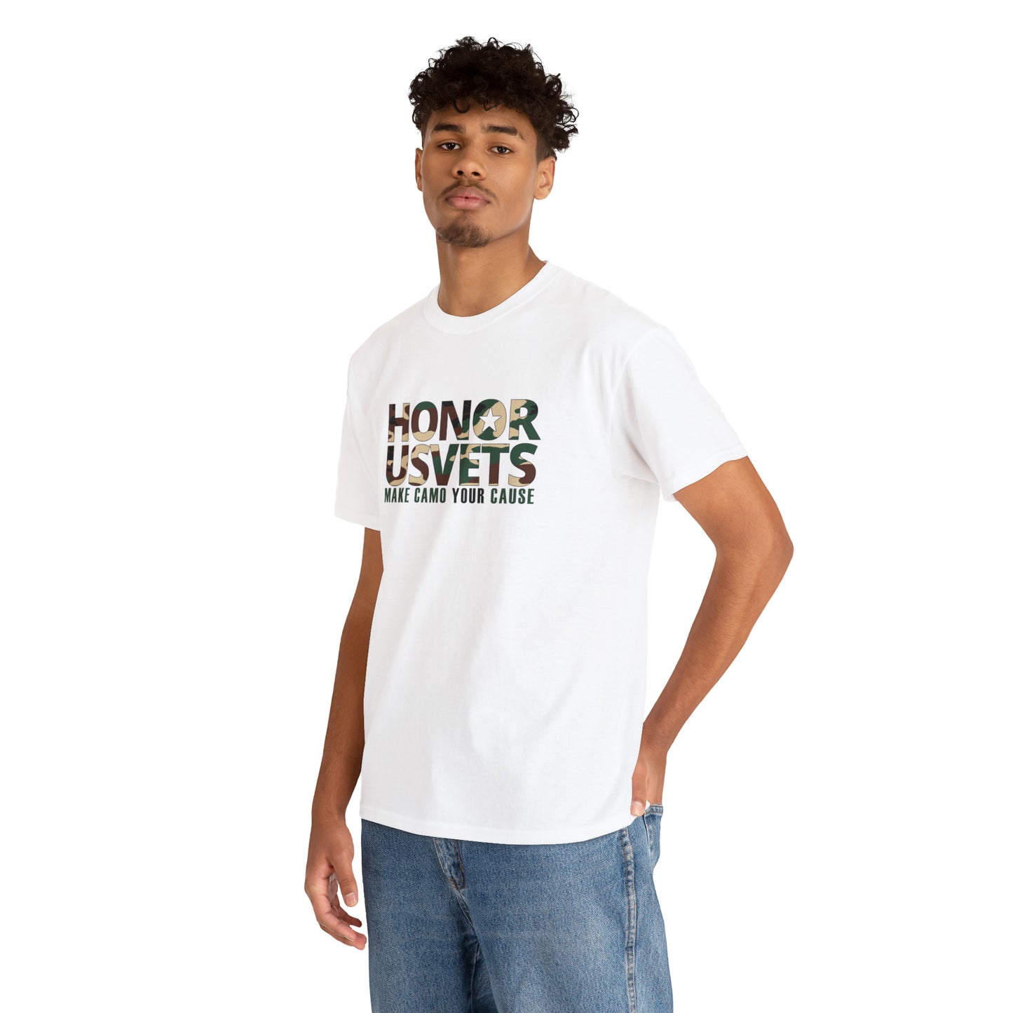 HONORUSVETS Camo Crew Neck Heavy Cotton Tee