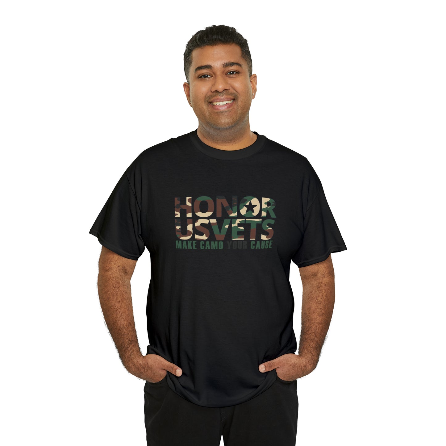 HONORUSVETS Camo Crew Neck Heavy Cotton Tee