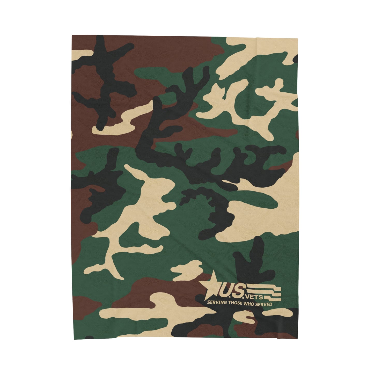 U.S.VETS Camo Print Velveteen Plush Blanket (Multiple Sizes!)