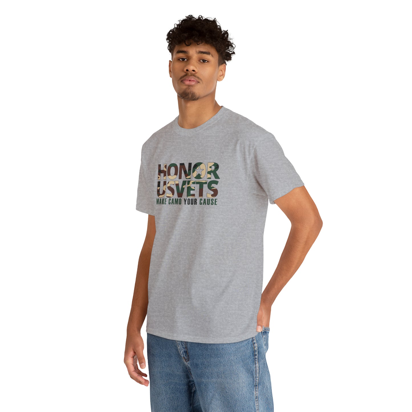 HONORUSVETS Camo Crew Neck Heavy Cotton Tee