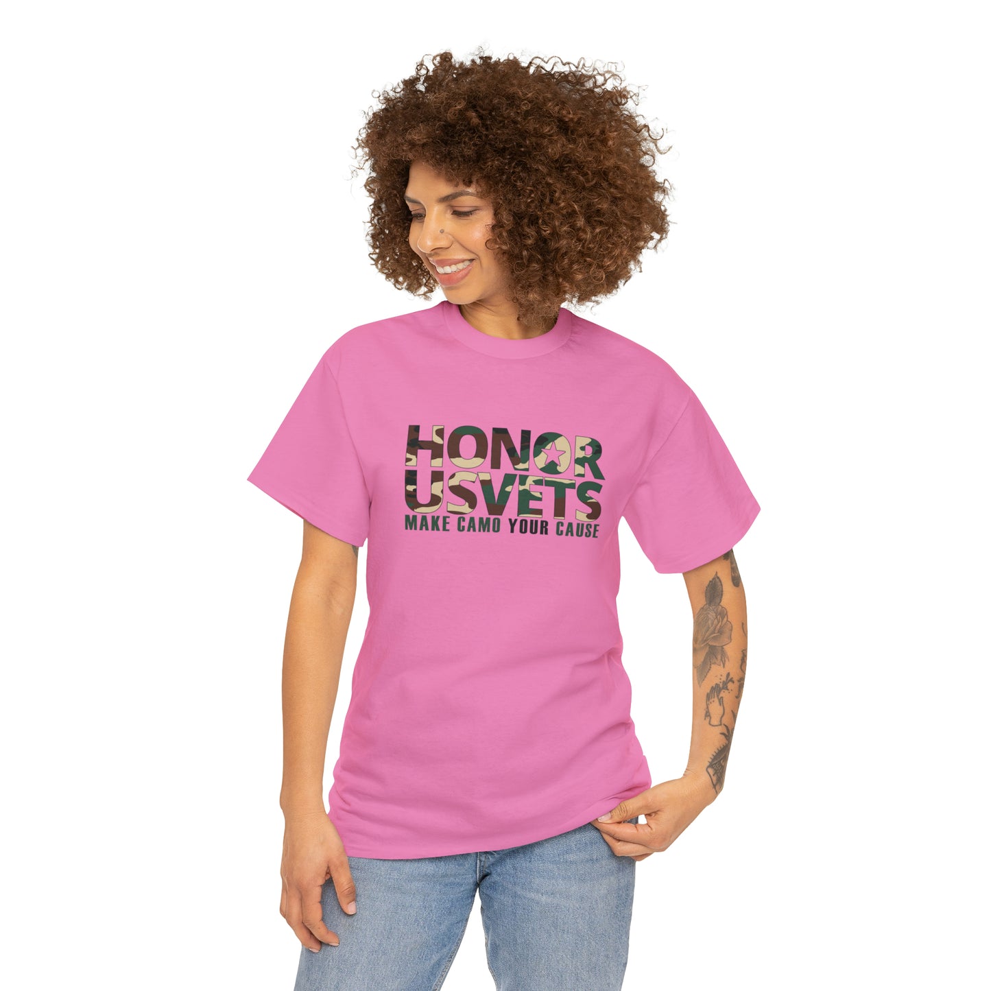 HONORUSVETS Camo Crew Neck Heavy Cotton Tee