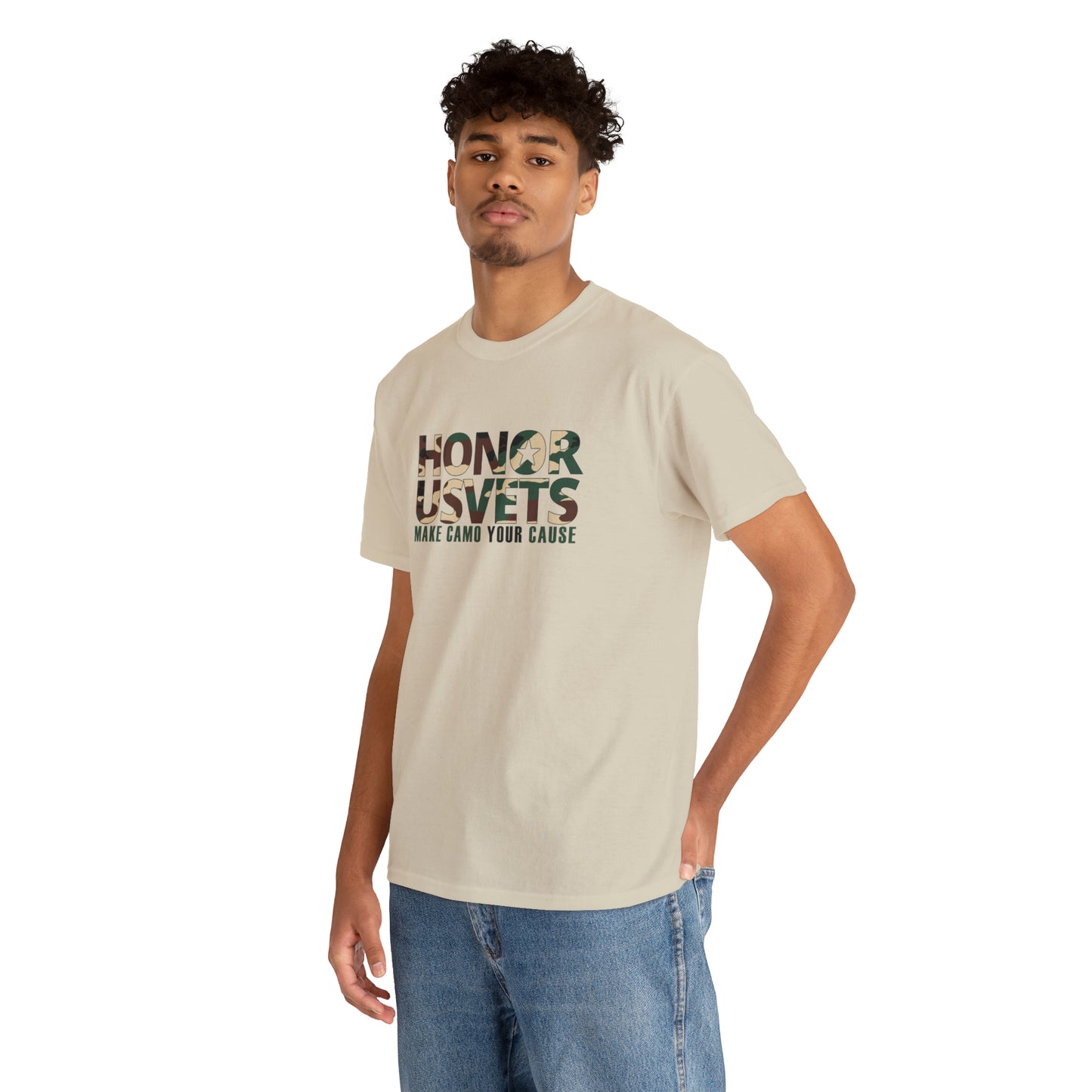 HONORUSVETS Camo Crew Neck Heavy Cotton Tee
