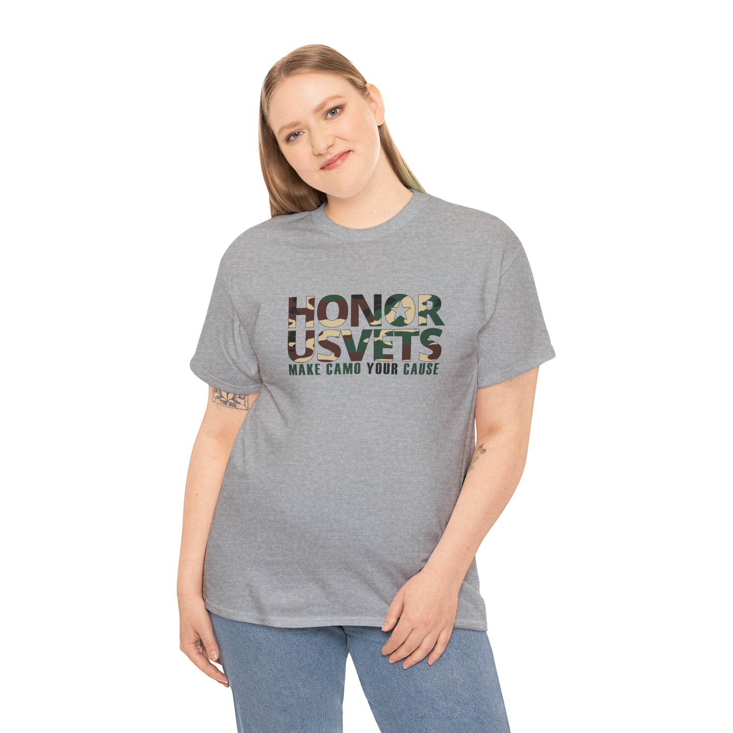 HONORUSVETS Camo Crew Neck Heavy Cotton Tee