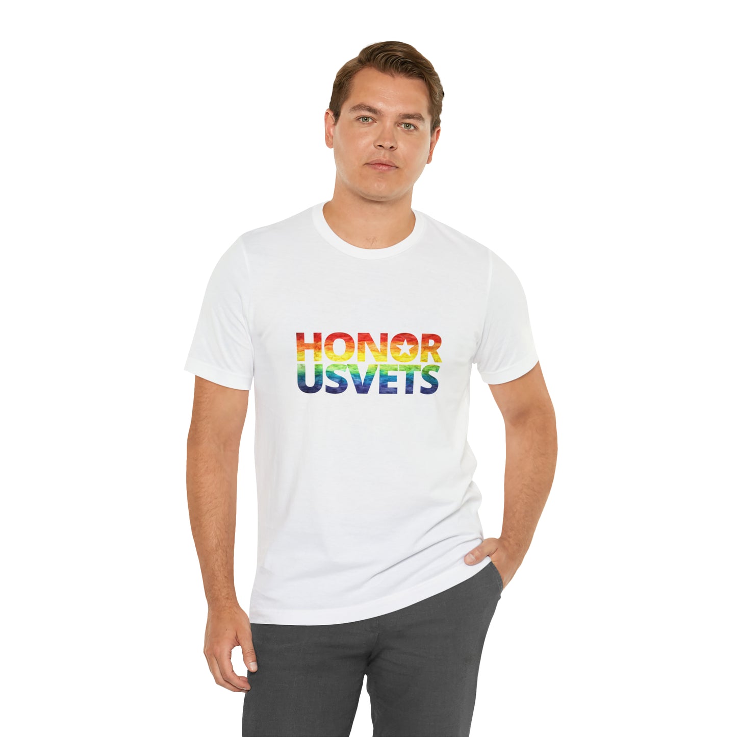 HONORUSVETS Pride Rainbow Premium Crew Neck Adult Tee