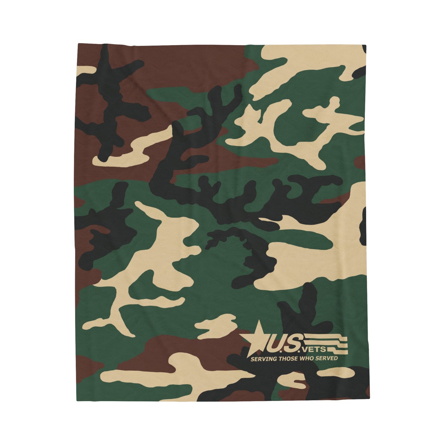 U.S.VETS Camo Print Velveteen Plush Blanket (Multiple Sizes!)