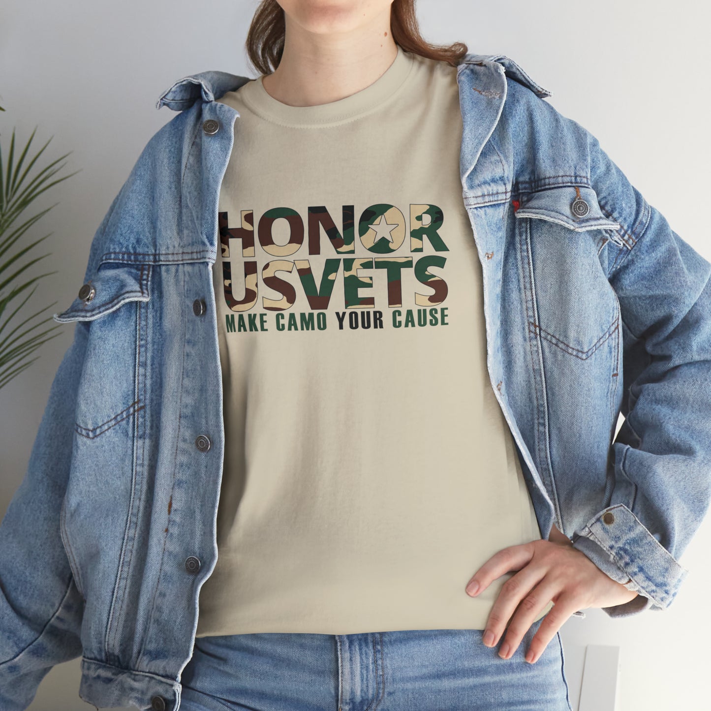 HONORUSVETS Camo Crew Neck Heavy Cotton Tee