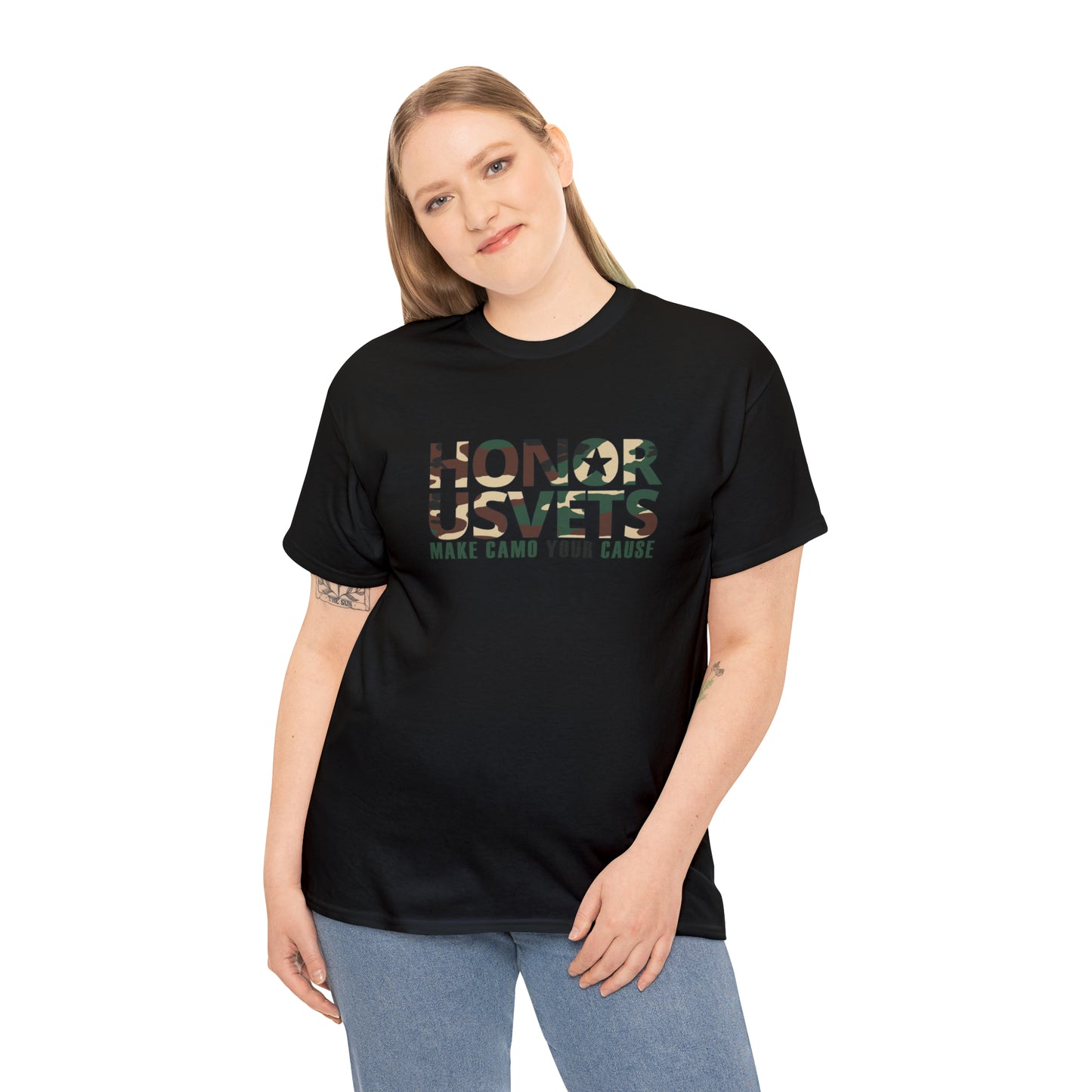 HONORUSVETS Camo Crew Neck Heavy Cotton Tee