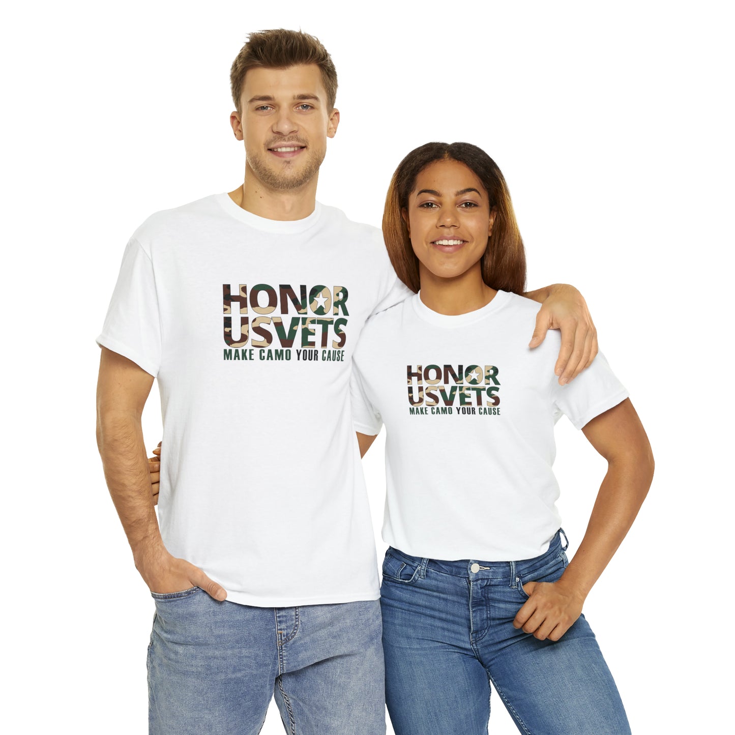 HONORUSVETS Camo Crew Neck Heavy Cotton Tee