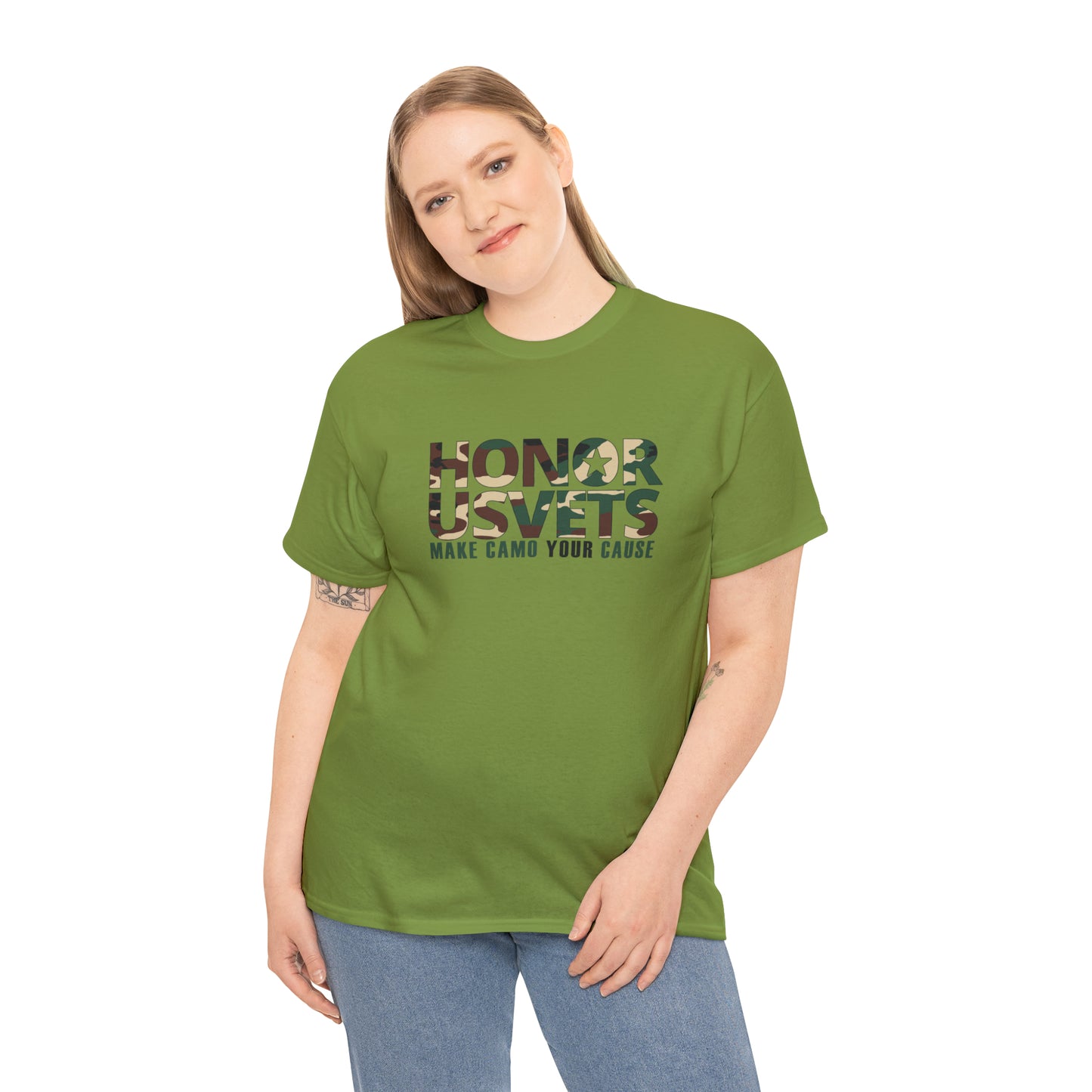 HONORUSVETS Camo Crew Neck Heavy Cotton Tee