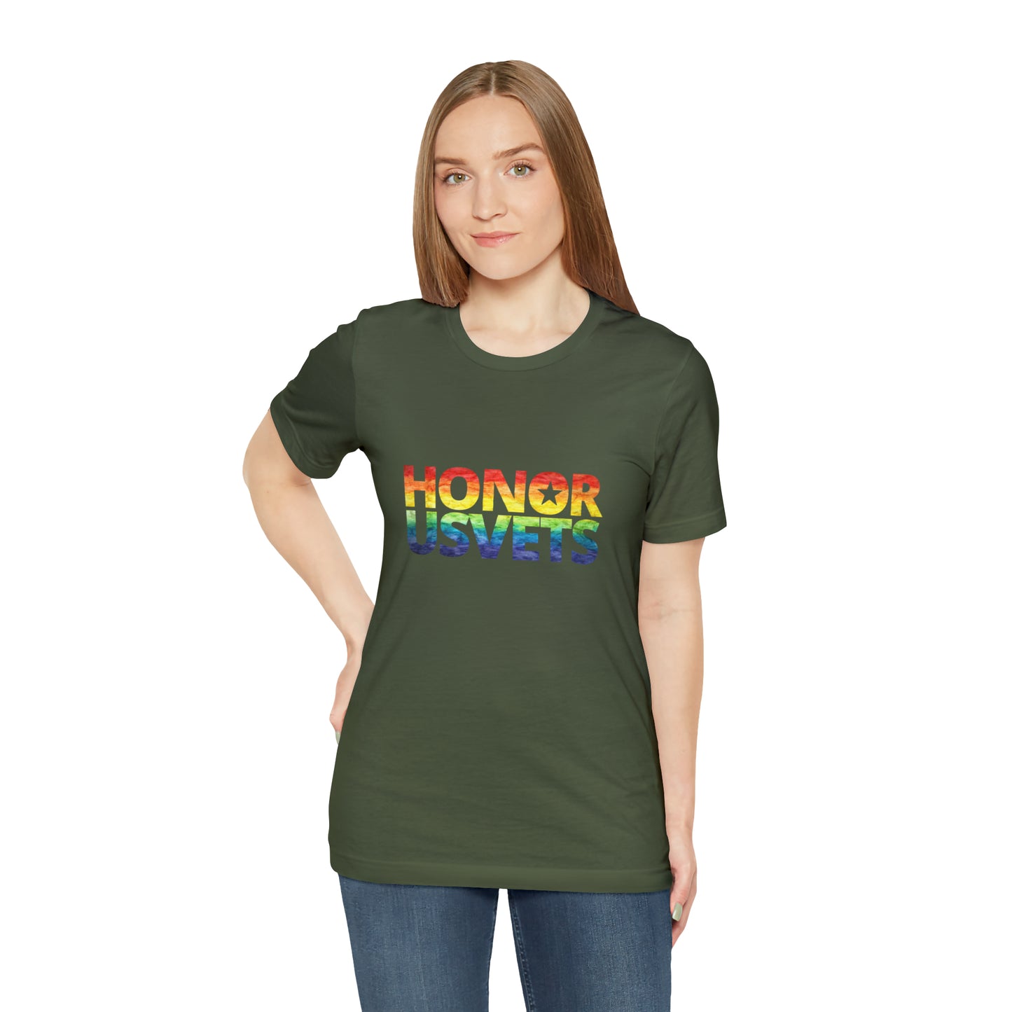 HONORUSVETS Pride Rainbow Premium Crew Neck Adult Tee
