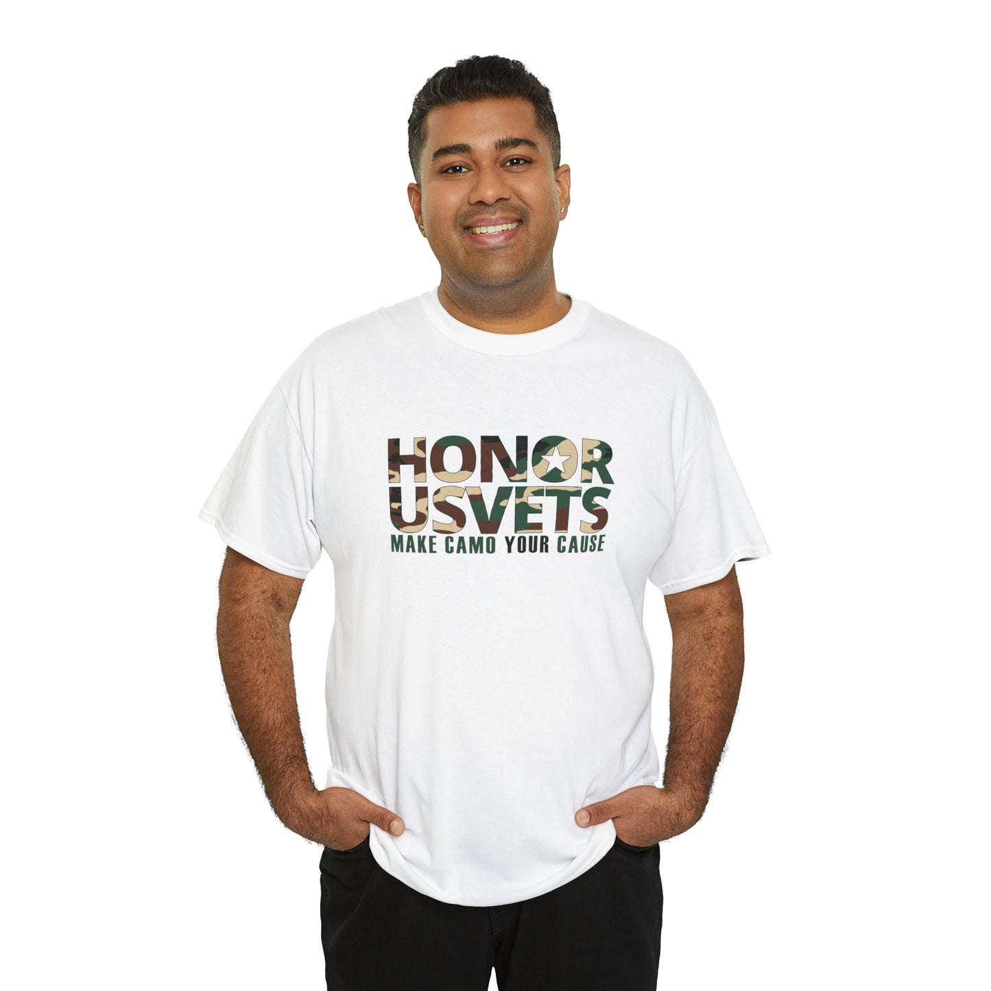 HONORUSVETS Camo Crew Neck Heavy Cotton Tee