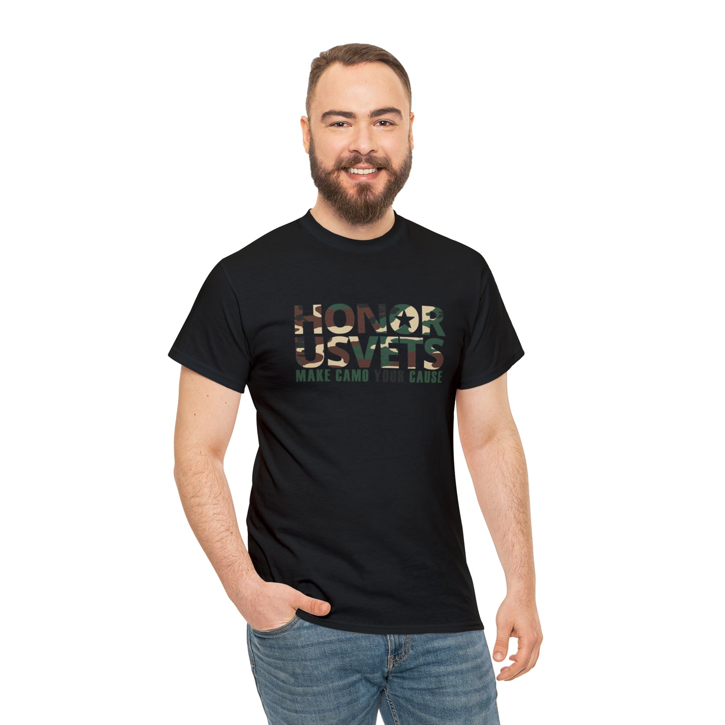 HONORUSVETS Camo Crew Neck Heavy Cotton Tee