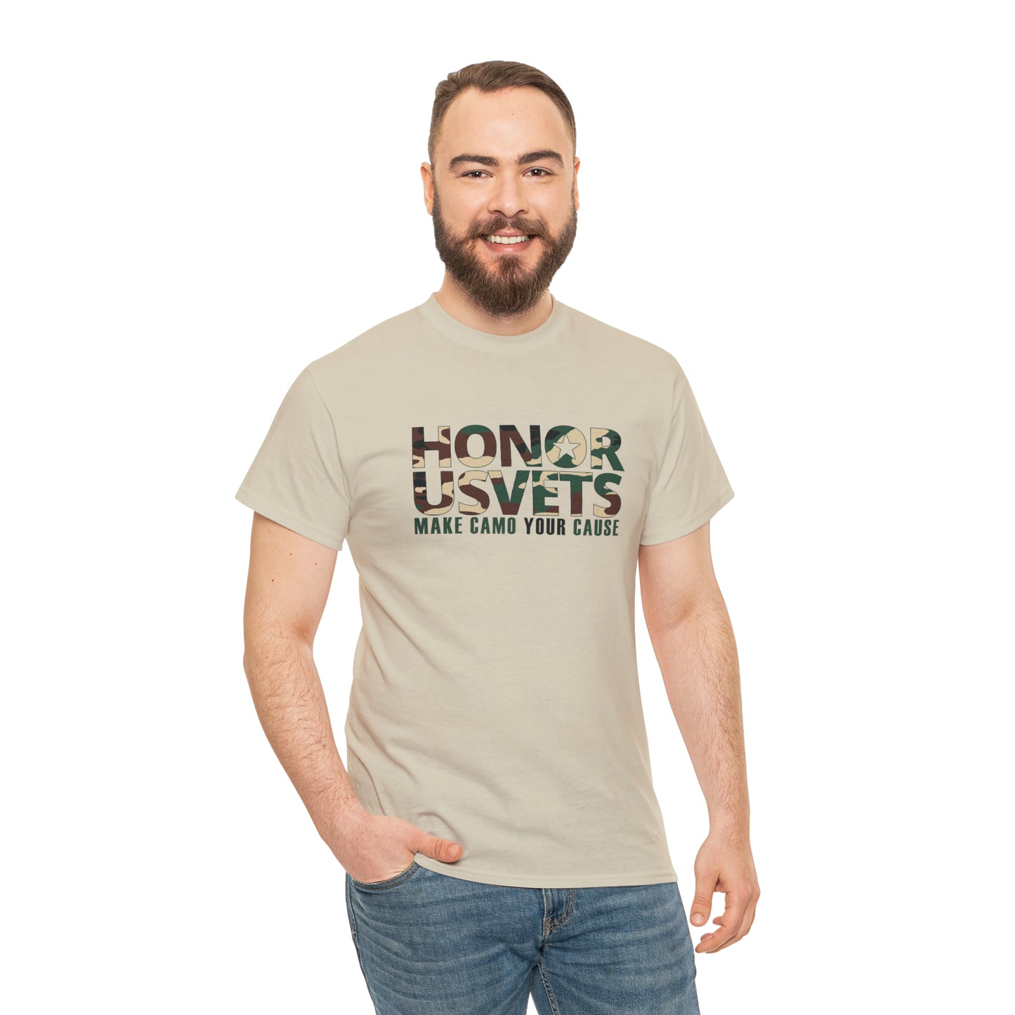 HONORUSVETS Camo Crew Neck Heavy Cotton Tee
