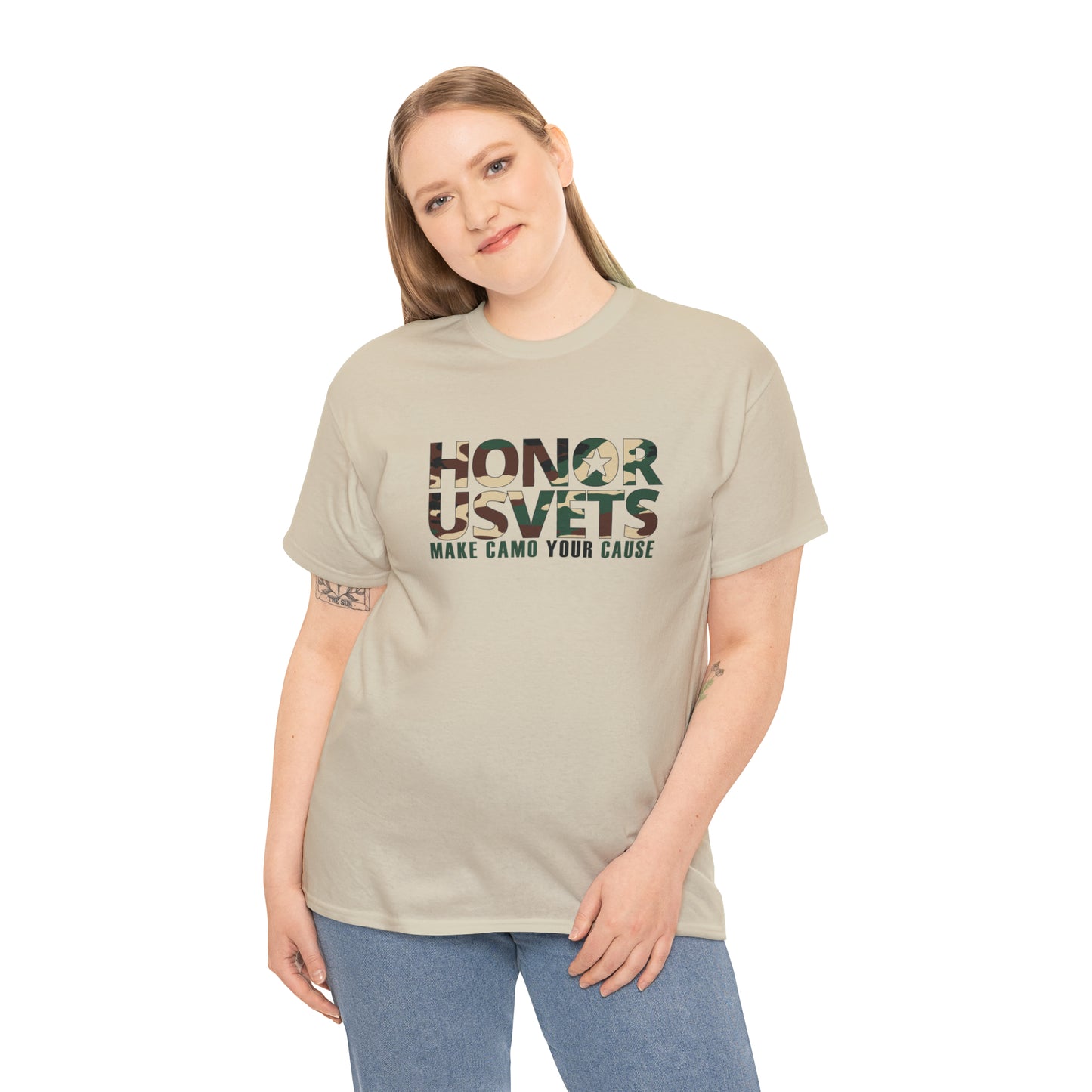 HONORUSVETS Camo Crew Neck Heavy Cotton Tee