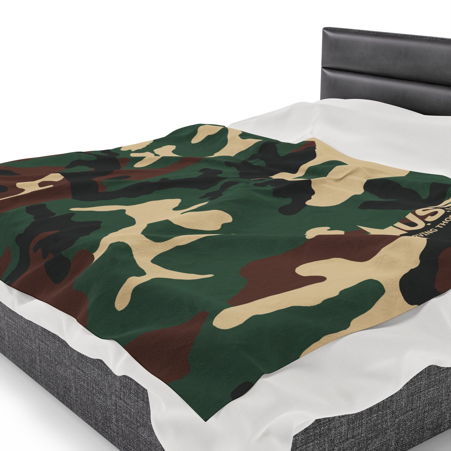 U.S.VETS Camo Print Velveteen Plush Blanket (Multiple Sizes!)