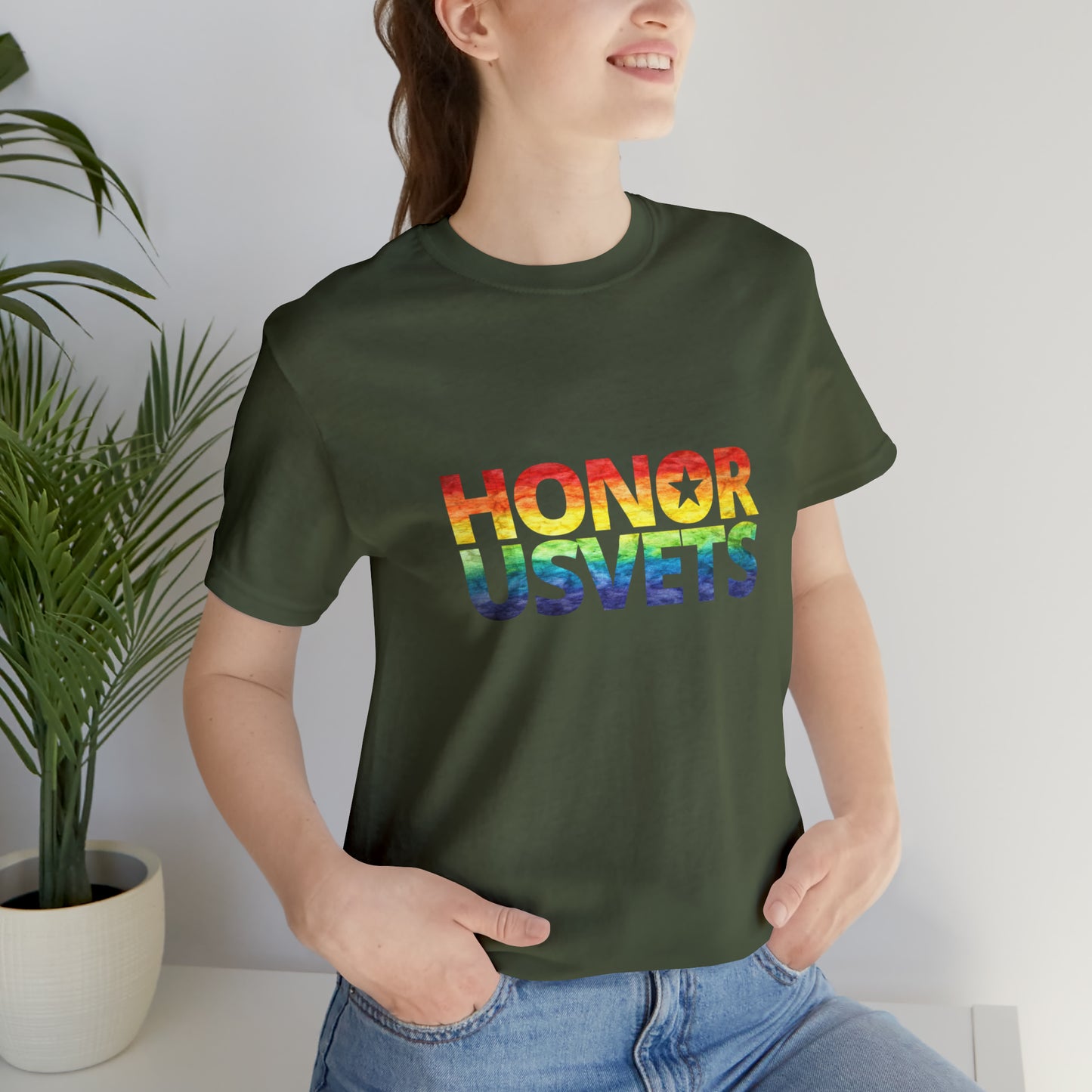 HONORUSVETS Pride Rainbow Premium Crew Neck Adult Tee
