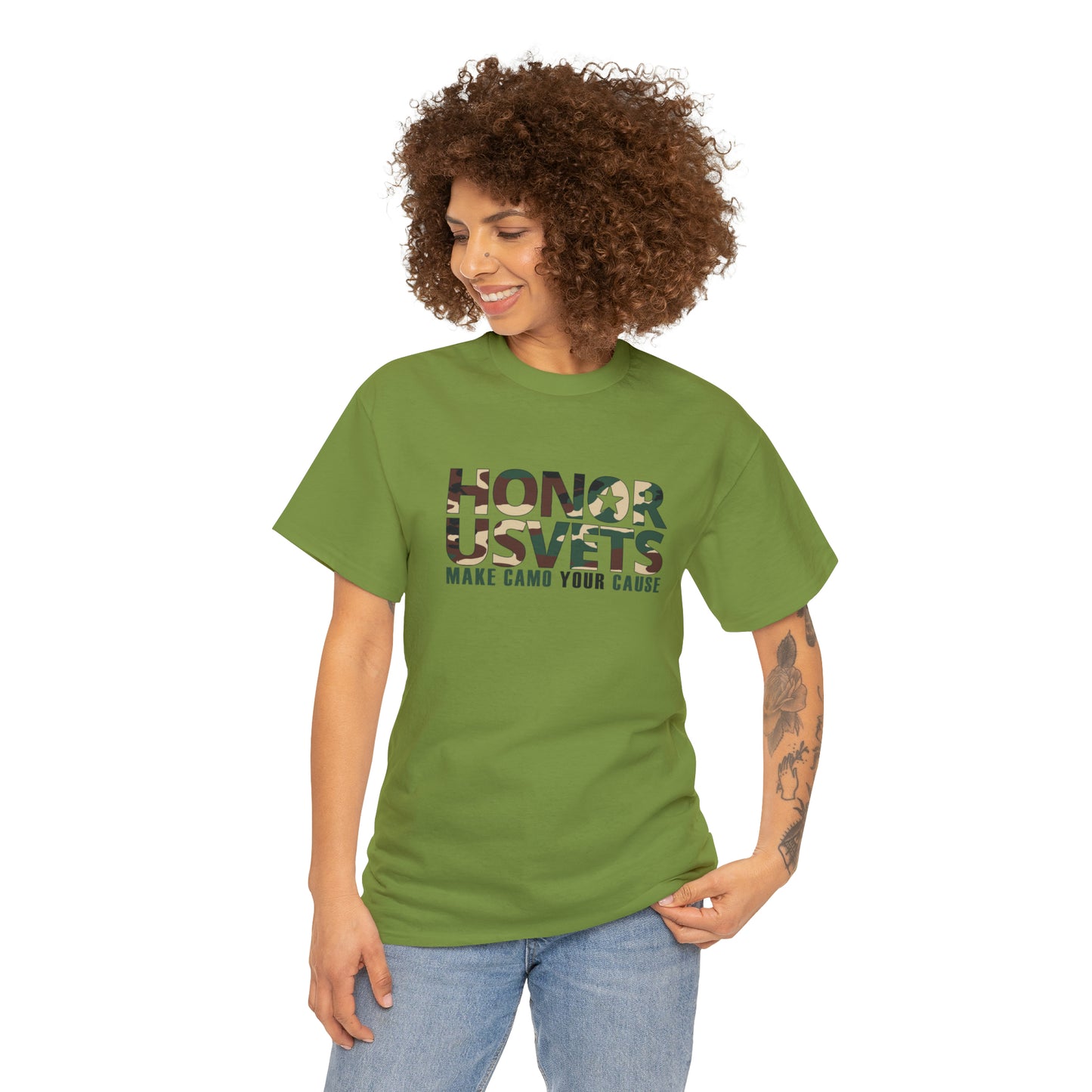 HONORUSVETS Camo Crew Neck Heavy Cotton Tee