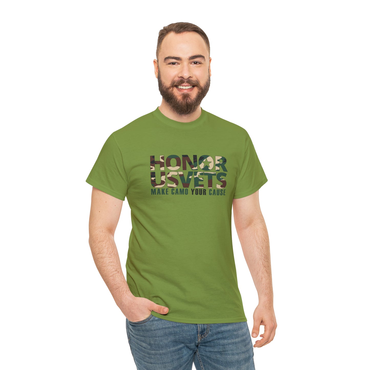 HONORUSVETS Camo Crew Neck Heavy Cotton Tee