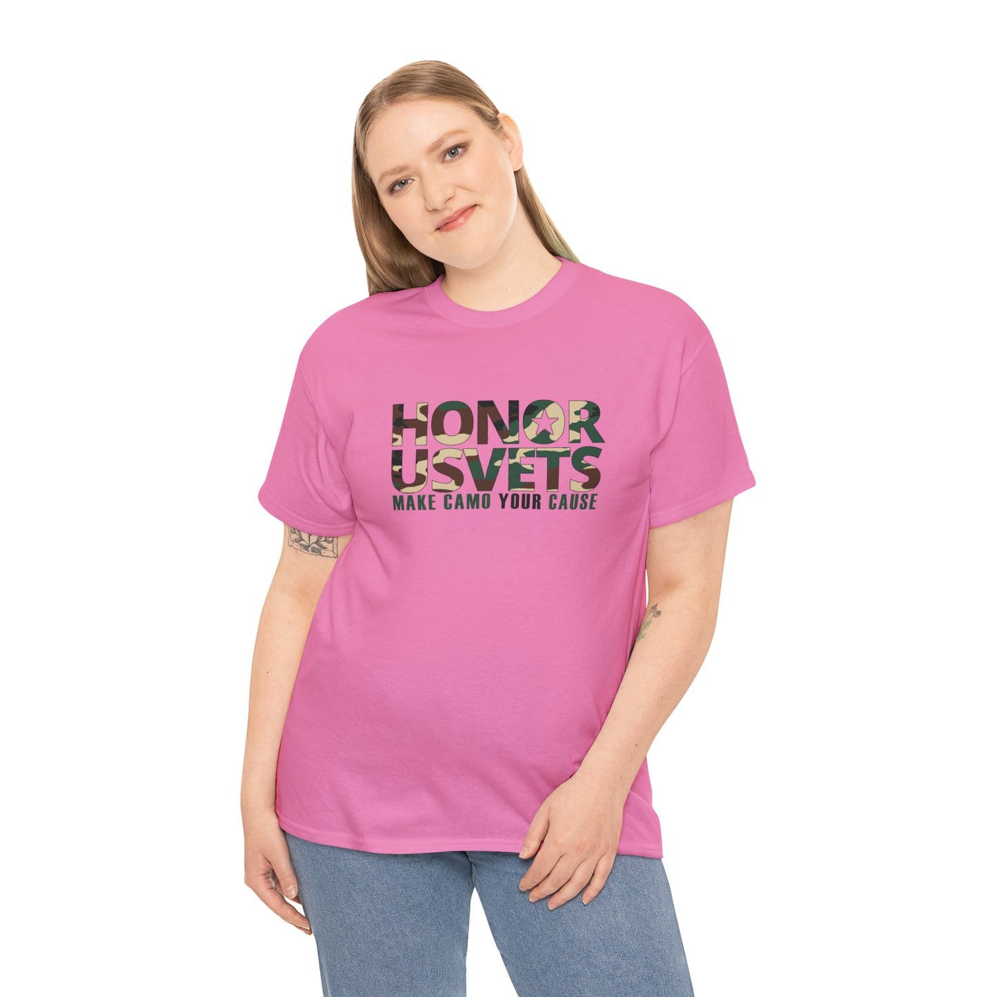 HONORUSVETS Camo Crew Neck Heavy Cotton Tee