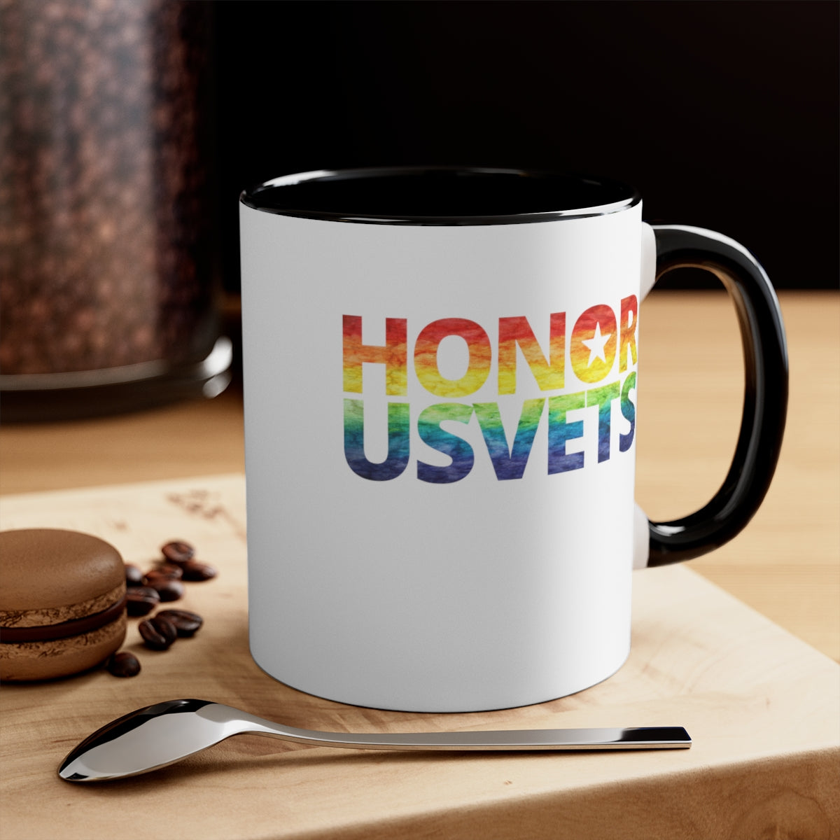 HONORUSVETS Pride Rainbow Accent Coffee Mug, 11oz