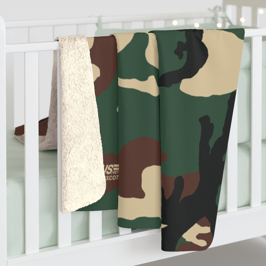 PRESCOTT U.S.VETS Camo Sherpa Fleece Blanket