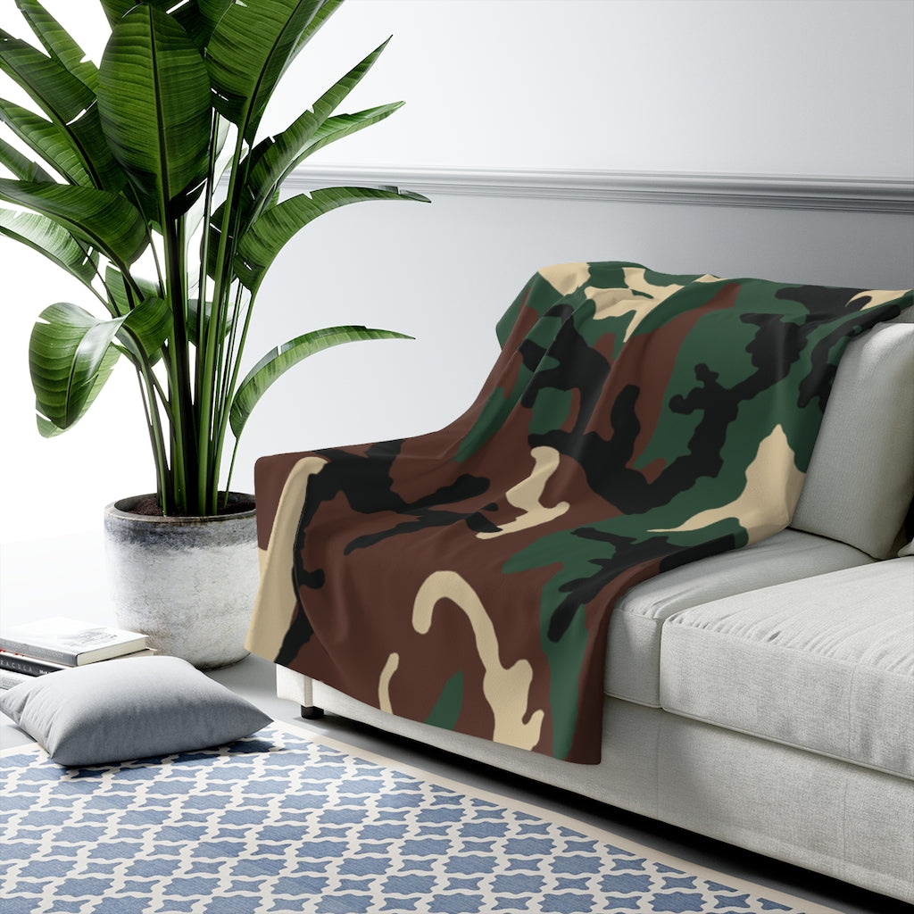 PRESCOTT U.S.VETS Camo Sherpa Fleece Blanket