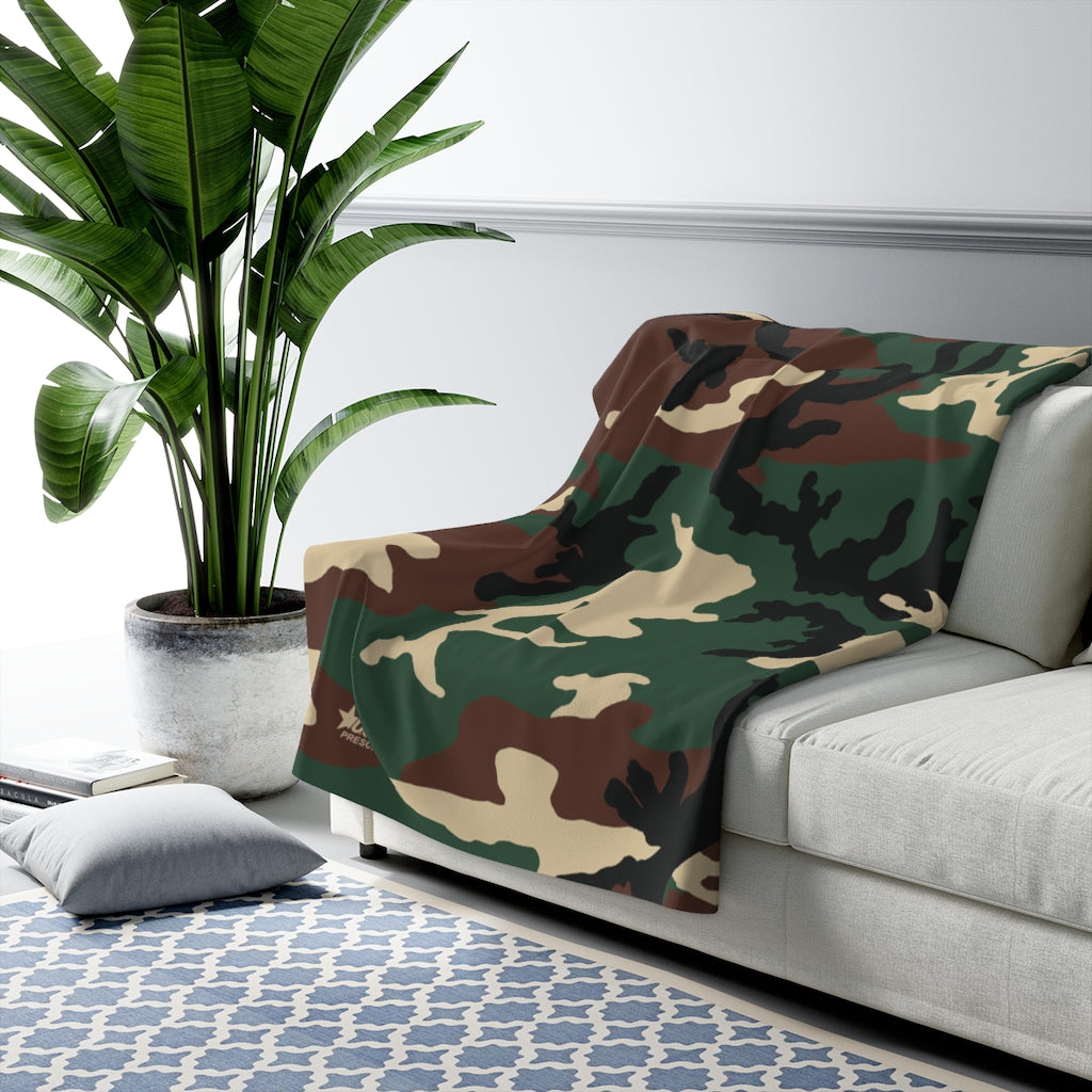 PRESCOTT U.S.VETS Camo Sherpa Fleece Blanket