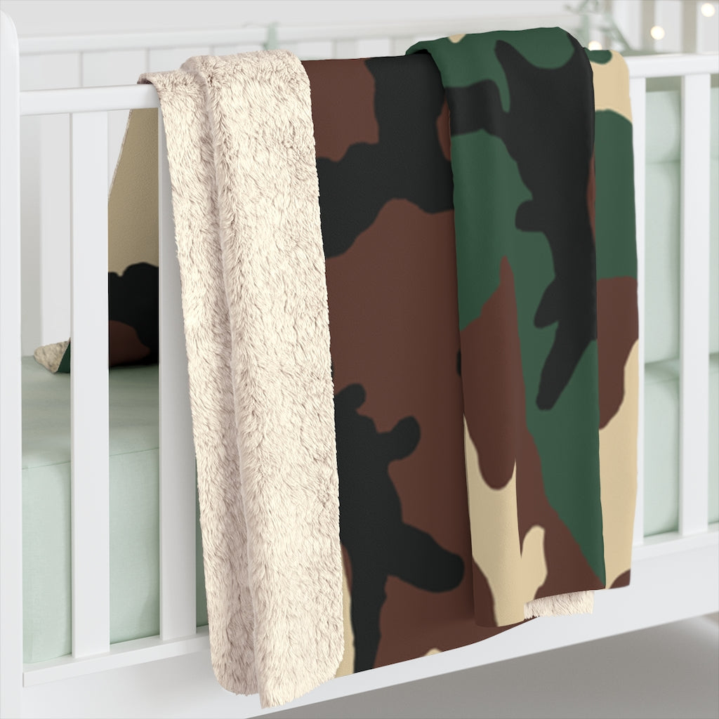 PRESCOTT U.S.VETS Camo Sherpa Fleece Blanket