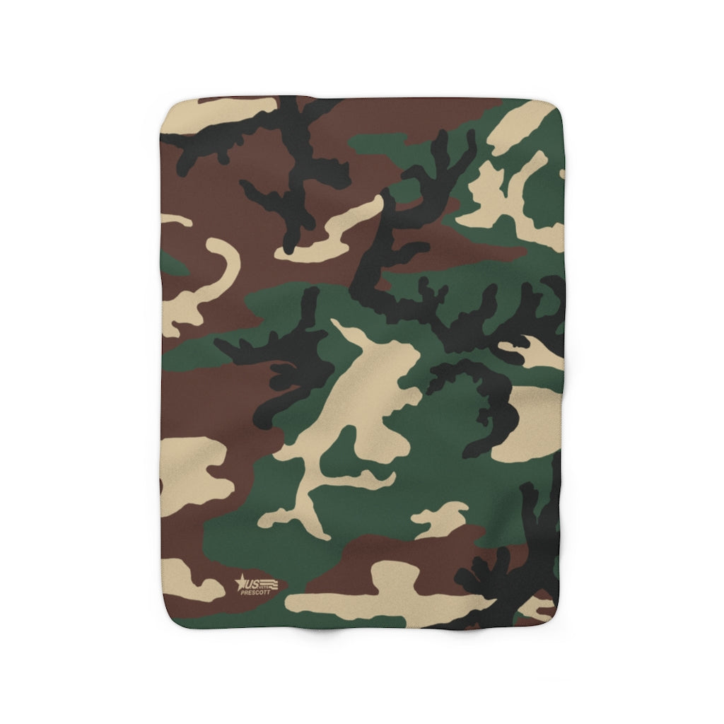 PRESCOTT U.S.VETS Camo Sherpa Fleece Blanket