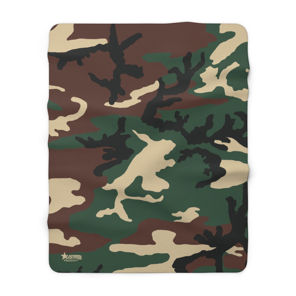 PRESCOTT U.S.VETS Camo Sherpa Fleece Blanket