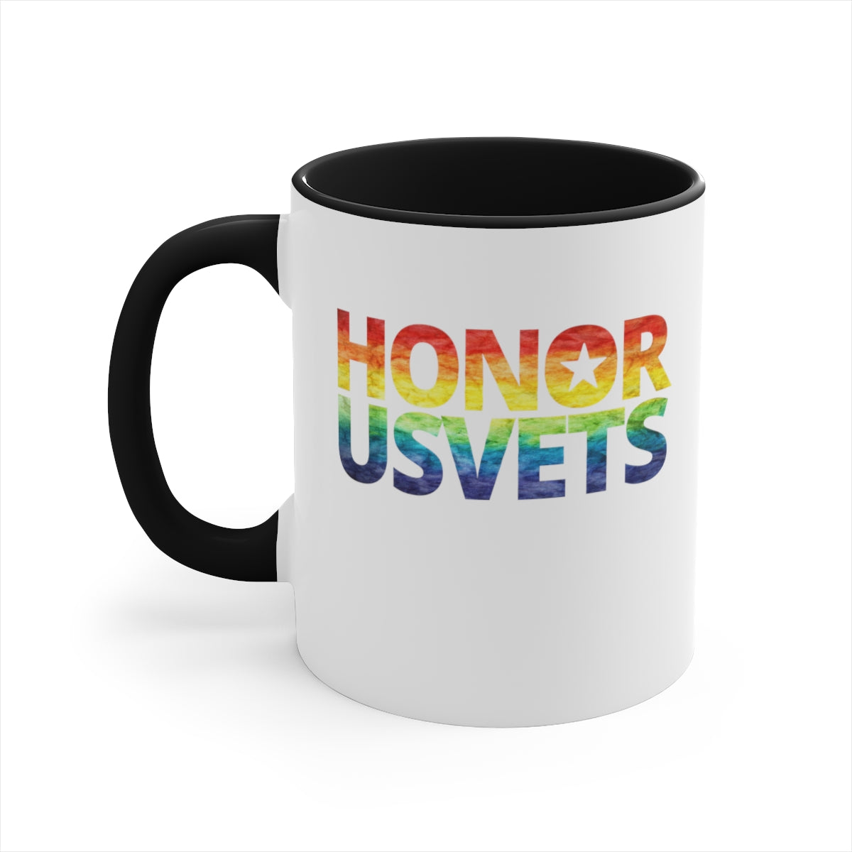 HONORUSVETS Pride Rainbow Accent Coffee Mug, 11oz