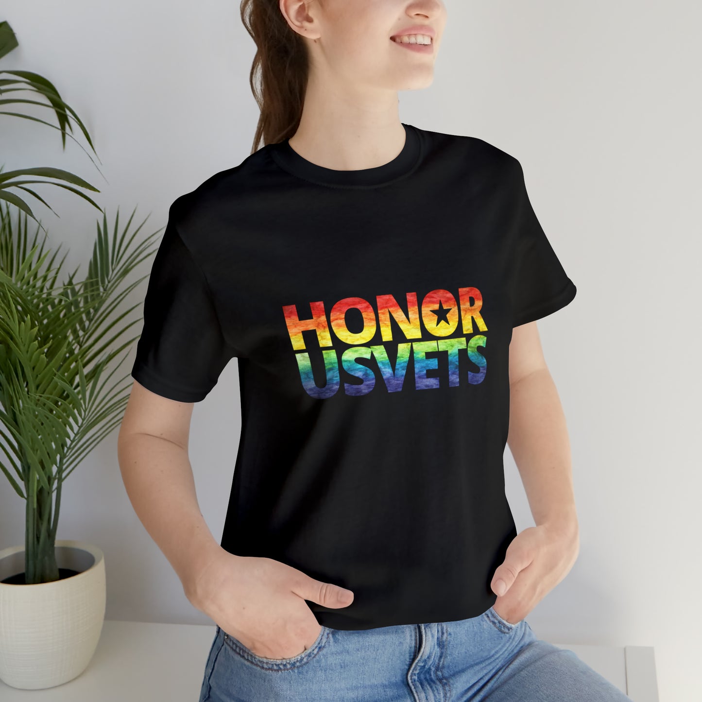 HONORUSVETS  Pride Rainbow Premium Crew Neck Adult Tee